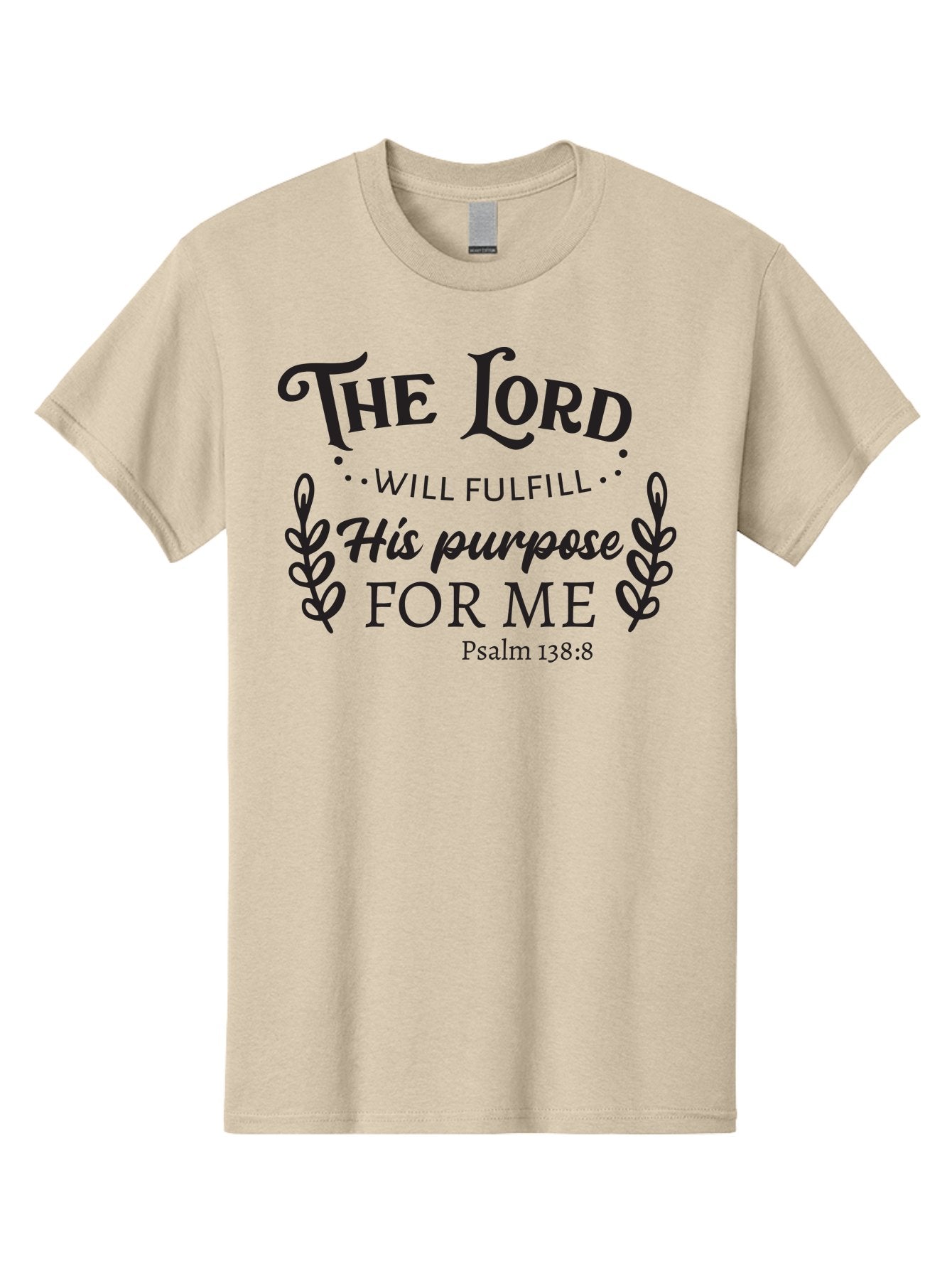 The-Lord-Will-Fulfill-His-Purpose-For-Me Men'S Graphic Tee, 100% Cotton, Comfortable Casual Summer Wear, Machine Washable, Inspirational Quote, Motivational Quote, Bible Verse, Psalm 138:8, Faith-Based Design, Religious Art, Aad236 3