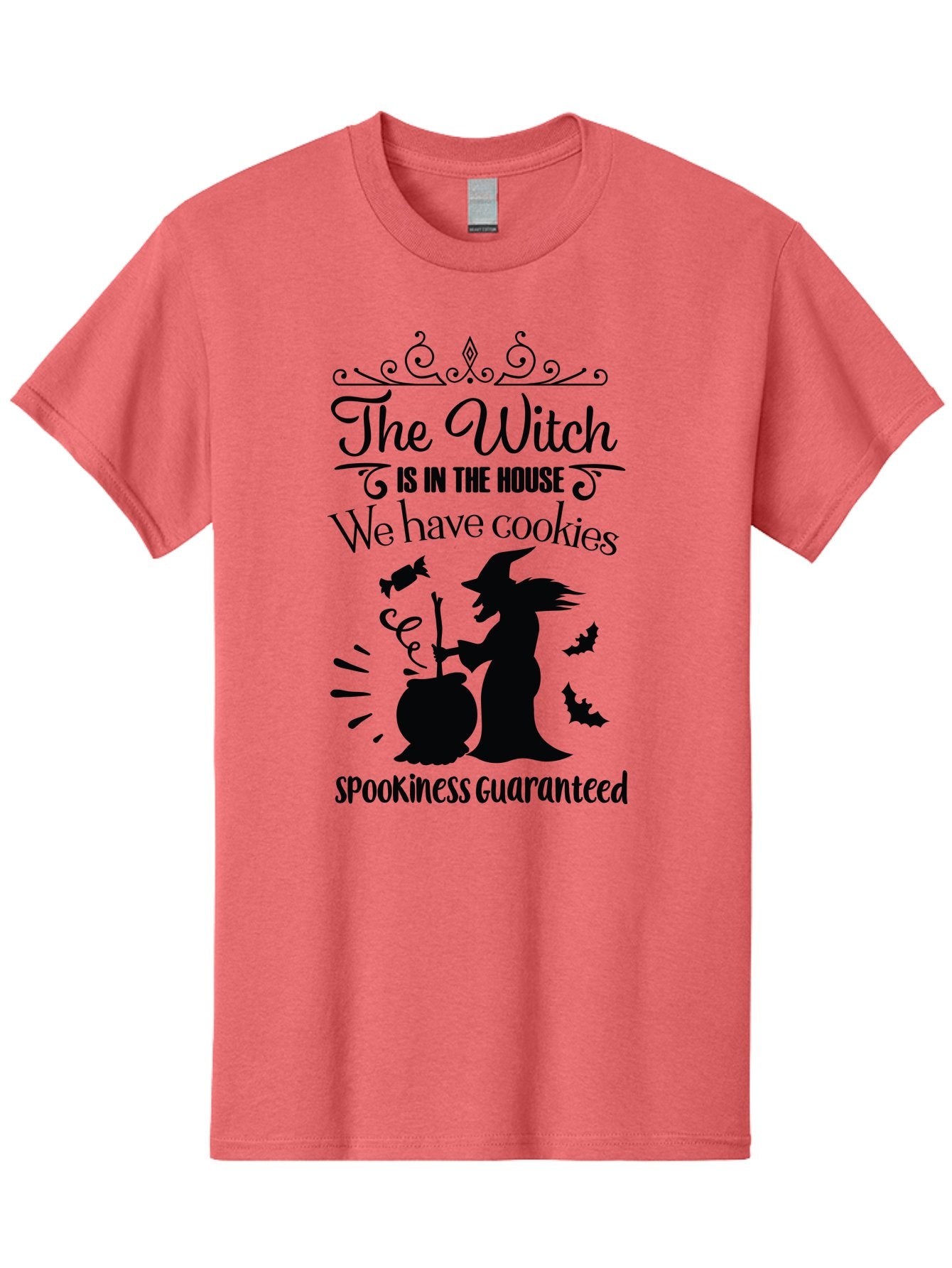 The-Witch-Is-In-The-House-We-Have-Cookies Men'S Graphic Tee, 100% Cotton, Comfortable Casual Summer Wear, Machine Washable, Halloween Witch, Witch Silhouette, Witch'S Cauldron, Halloween Treats, Spooky Decorations, Halloween Cookies, Aad239 9