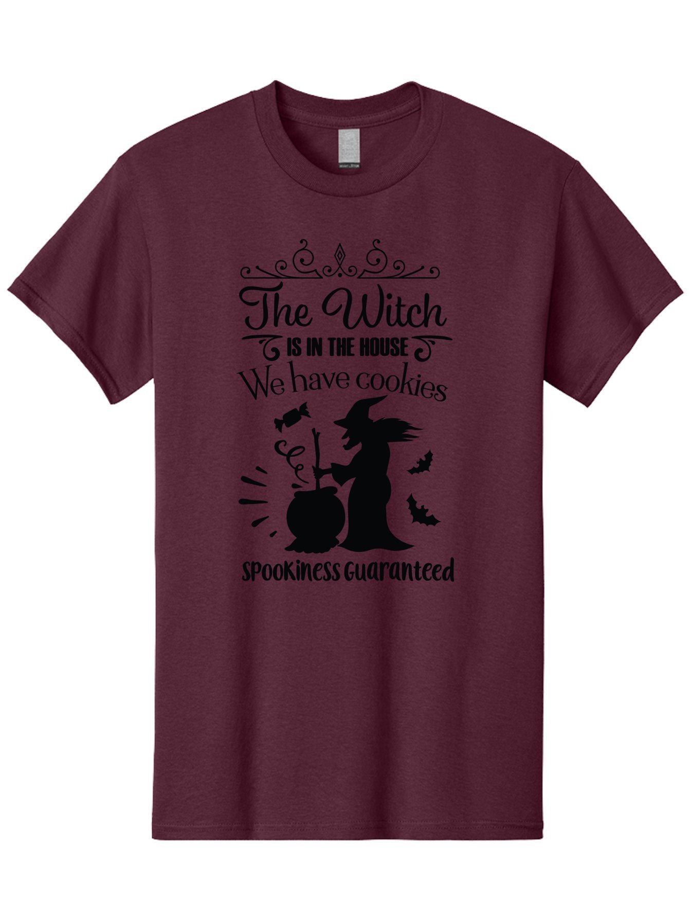 The-Witch-Is-In-The-House-We-Have-Cookies Men'S Graphic Tee, 100% Cotton, Comfortable Casual Summer Wear, Machine Washable, Halloween Witch, Witch Silhouette, Witch'S Cauldron, Halloween Treats, Spooky Decorations, Halloween Cookies, Aad239 13
