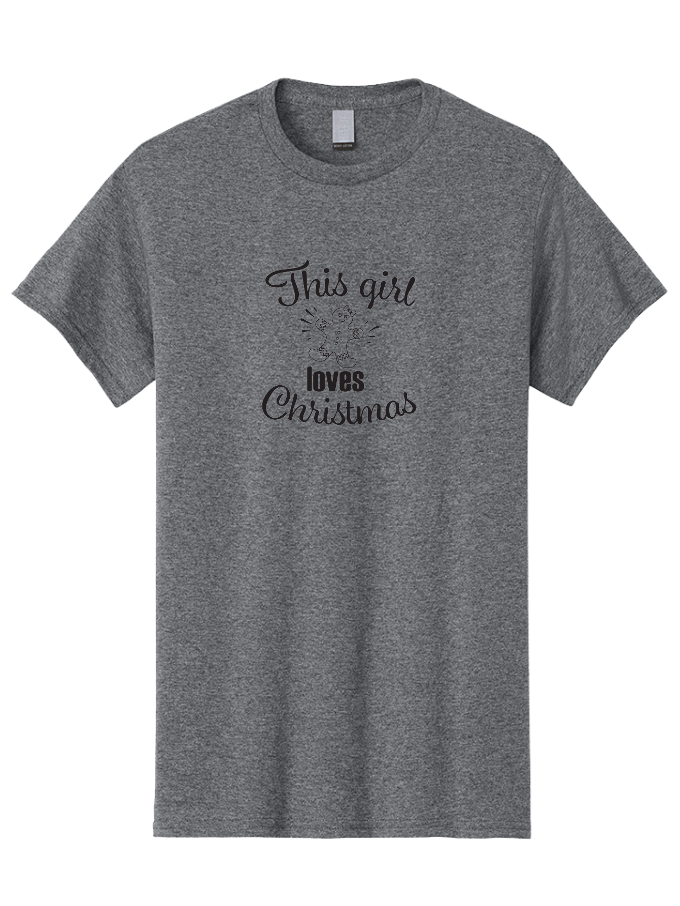 This-Girl-Loves-Christmas Men'S Graphic Tee, 100% Cotton, Comfortable Casual Summer Wear, Machine Washable, Gingerbread Man, Christmas Love, Festive Design, Holiday Cheer, Winter Wonderland, Sweet Treats, Joyful Girl Aad243 23