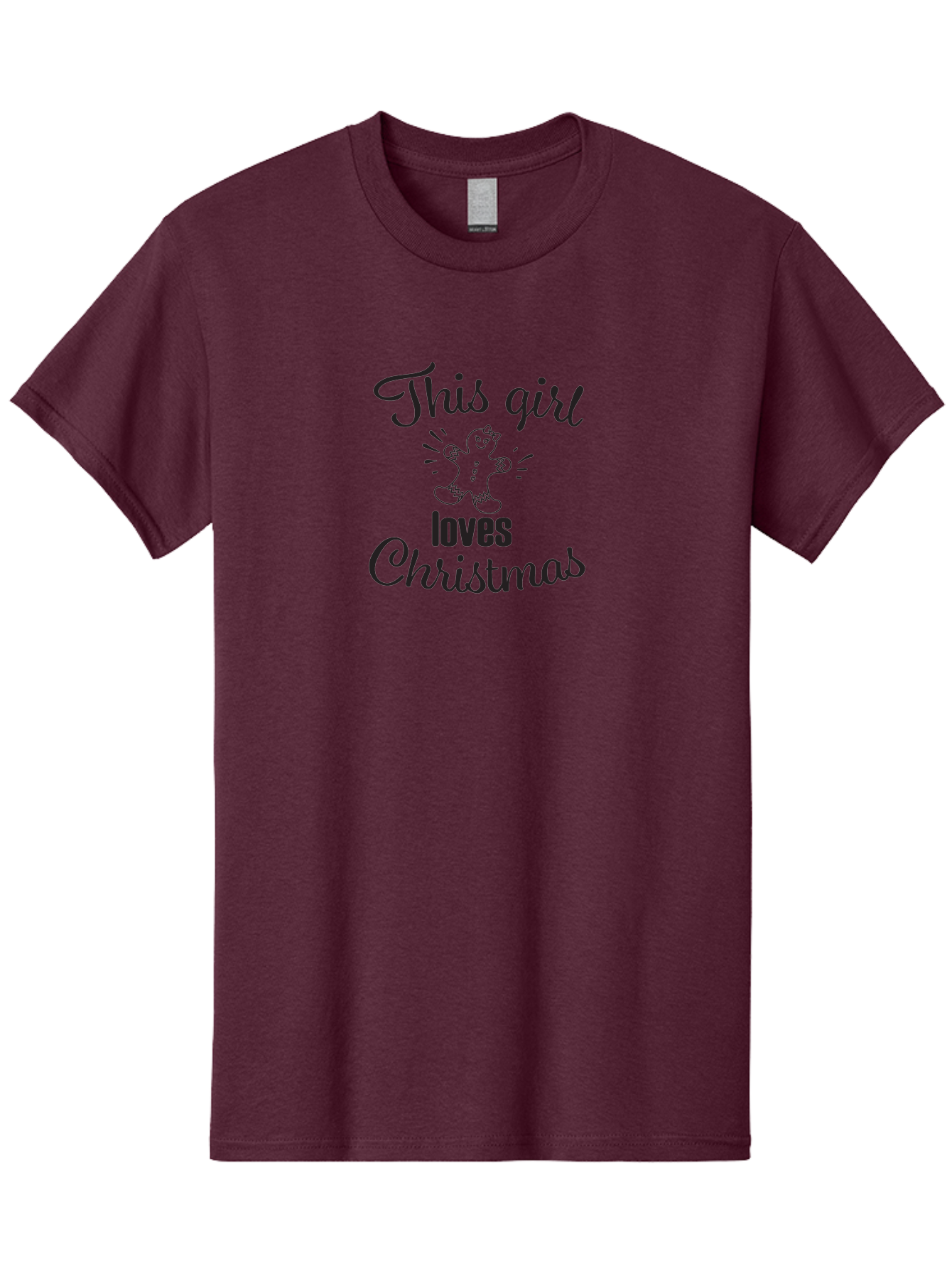 This-Girl-Loves-Christmas Men'S Graphic Tee, 100% Cotton, Comfortable Casual Summer Wear, Machine Washable, Gingerbread Man, Christmas Love, Festive Design, Holiday Cheer, Winter Wonderland, Sweet Treats, Joyful Girl Aad243 25