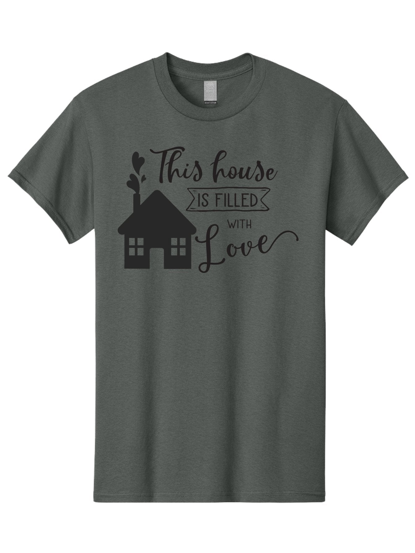 This-House-Is-Filled-With-Love Men'S Graphic Tee, 100% Cotton, Comfortable Casual Summer Wear, Machine Washable, Love-Filled Home, Family Values, Home Sweet Home, Heartwarming Quotes, Cozy Atmosphere, Loving Sentiment, Home Decor Inspiration Aad245 5