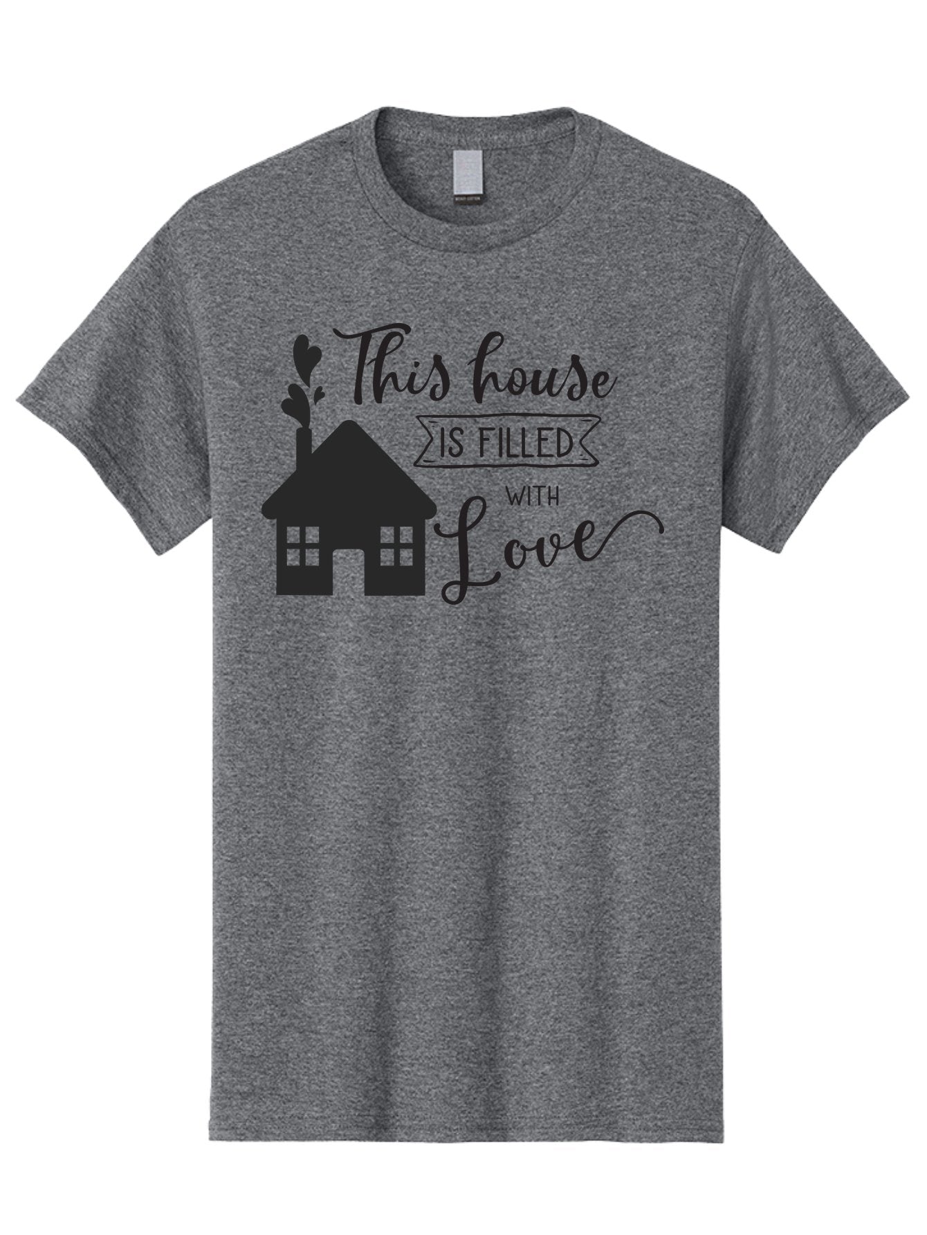 This-House-Is-Filled-With-Love Men'S Graphic Tee, 100% Cotton, Comfortable Casual Summer Wear, Machine Washable, Love-Filled Home, Family Values, Home Sweet Home, Heartwarming Quotes, Cozy Atmosphere, Loving Sentiment, Home Decor Inspiration Aad245 9