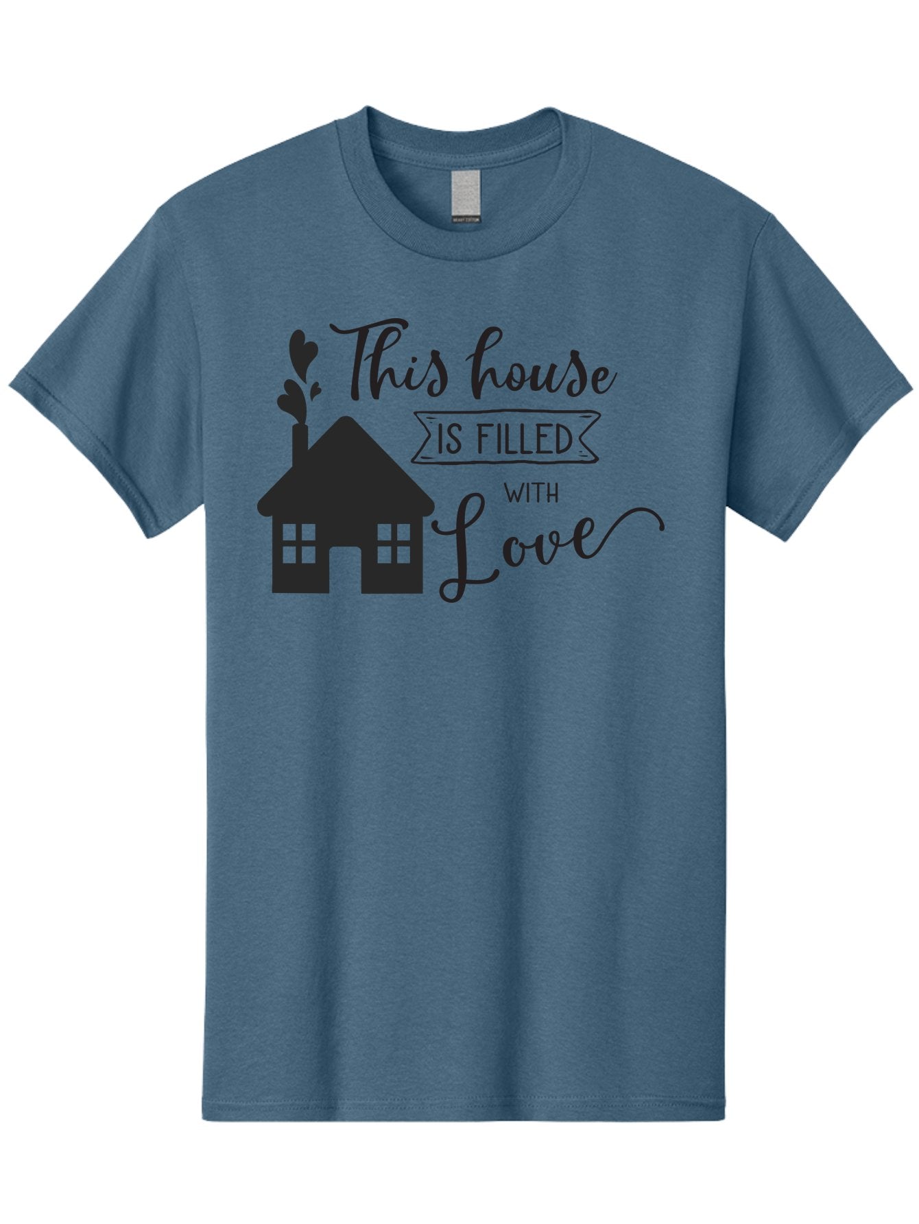 This-House-Is-Filled-With-Love Men'S Graphic Tee, 100% Cotton, Comfortable Casual Summer Wear, Machine Washable, Love-Filled Home, Family Values, Home Sweet Home, Heartwarming Quotes, Cozy Atmosphere, Loving Sentiment, Home Decor Inspiration Aad245 6