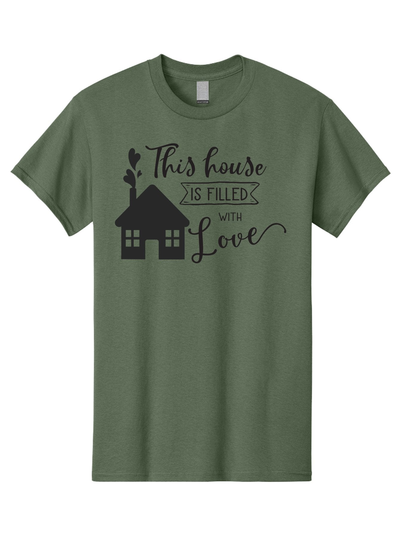 This-House-Is-Filled-With-Love Men'S Graphic Tee, 100% Cotton, Comfortable Casual Summer Wear, Machine Washable, Love-Filled Home, Family Values, Home Sweet Home, Heartwarming Quotes, Cozy Atmosphere, Loving Sentiment, Home Decor Inspiration Aad245
