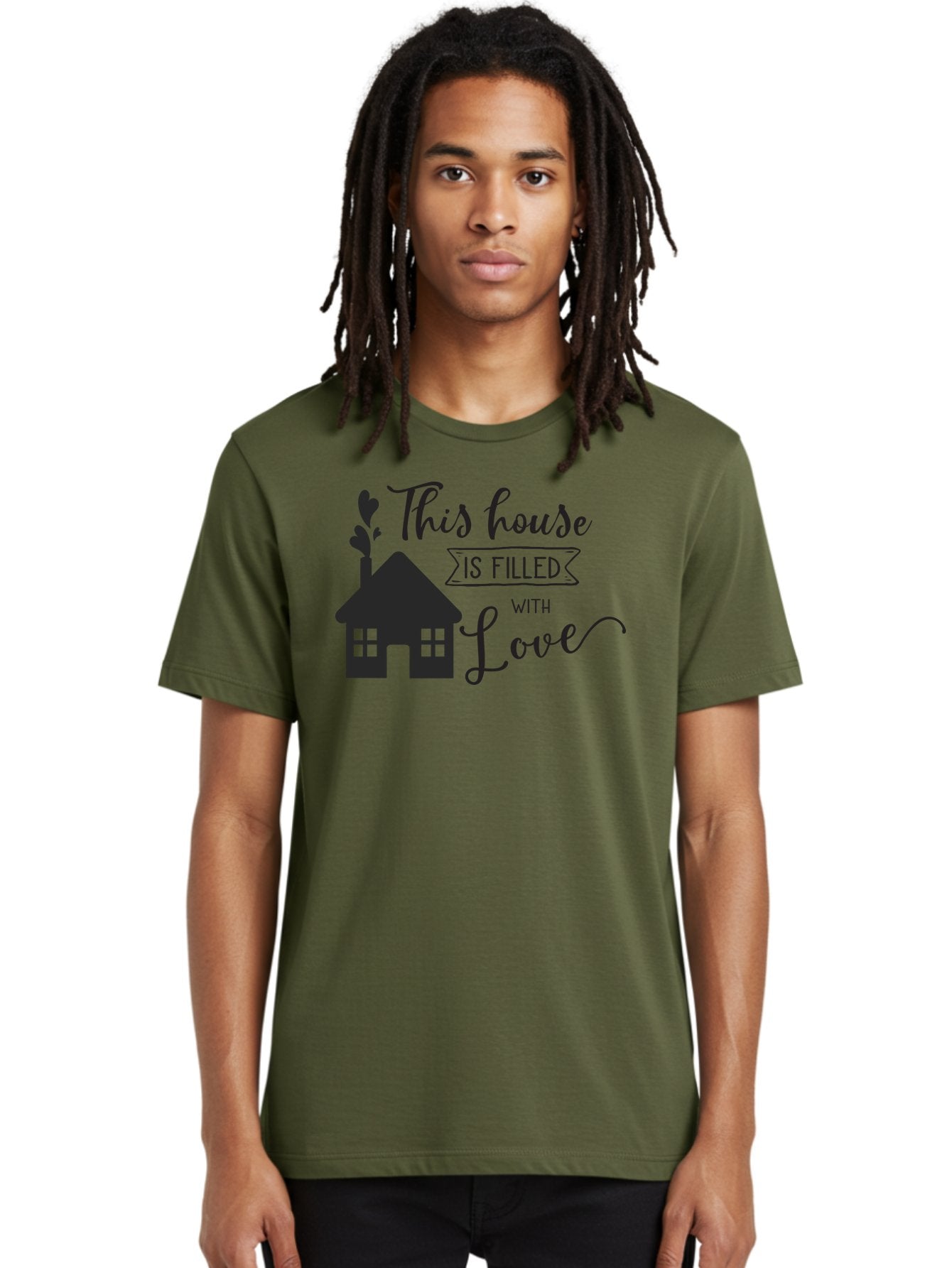 This-House-Is-Filled-With-Love Men'S Graphic Tee, 100% Cotton, Comfortable Casual Summer Wear, Machine Washable, Love-Filled Home, Family Values, Home Sweet Home, Heartwarming Quotes, Cozy Atmosphere, Loving Sentiment, Home Decor Inspiration Aad245 19