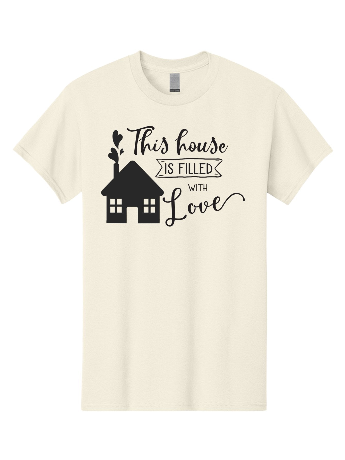 This-House-Is-Filled-With-Love Men'S Graphic Tee, 100% Cotton, Comfortable Casual Summer Wear, Machine Washable, Love-Filled Home, Family Values, Home Sweet Home, Heartwarming Quotes, Cozy Atmosphere, Loving Sentiment, Home Decor Inspiration Aad245 3