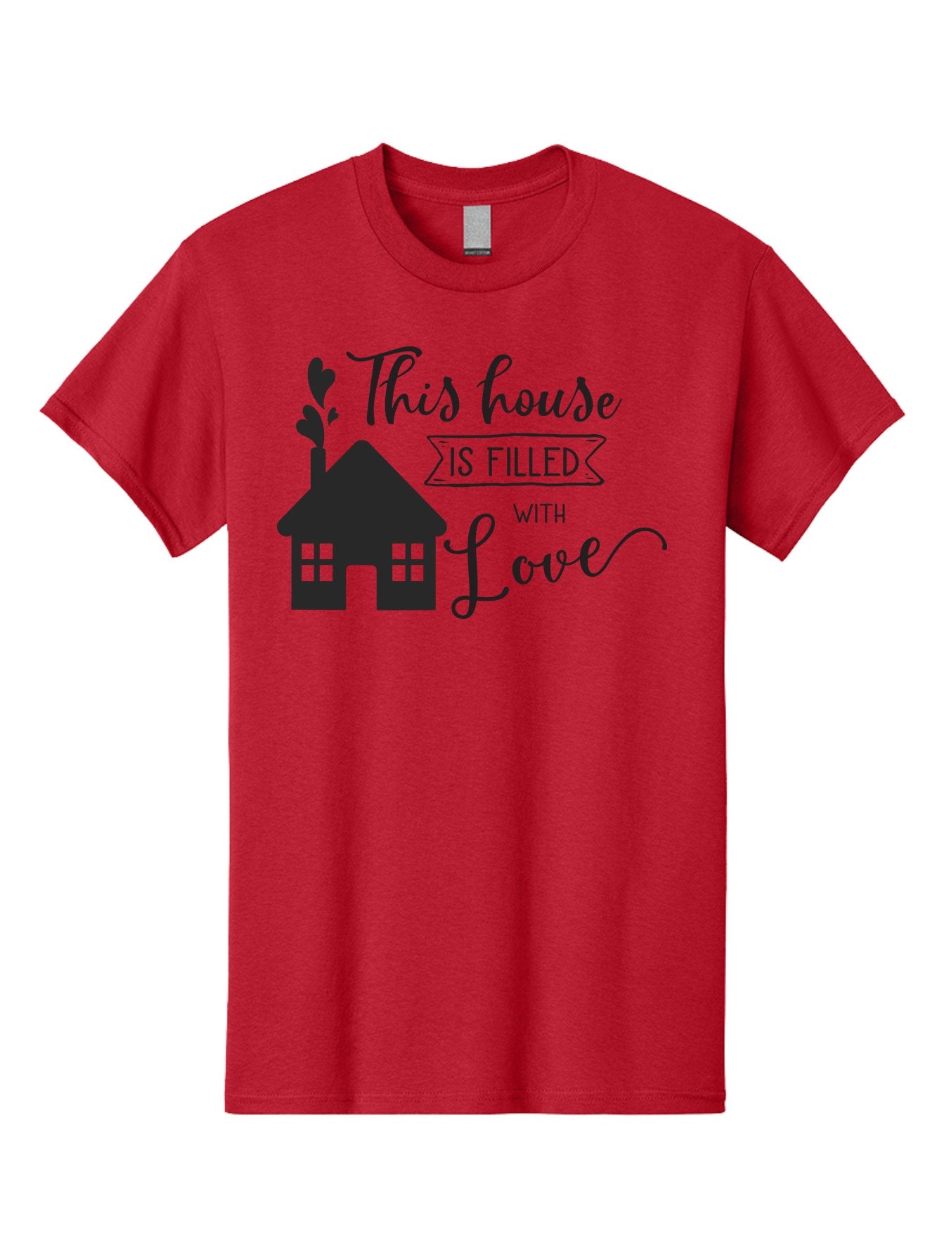 This-House-Is-Filled-With-Love Men'S Graphic Tee, 100% Cotton, Comfortable Casual Summer Wear, Machine Washable, Love-Filled Home, Family Values, Home Sweet Home, Heartwarming Quotes, Cozy Atmosphere, Loving Sentiment, Home Decor Inspiration Aad245 10