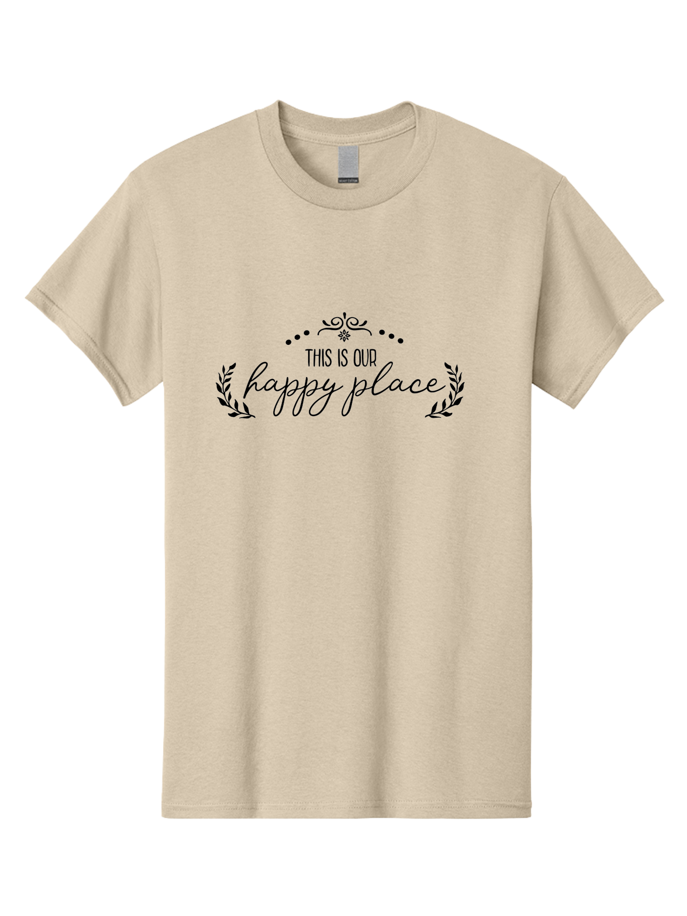 This-Is-Our-Happy-Place Men'S Graphic Tee, 100% Cotton, Comfortable Casual Summer Wear, Machine Washable, Happy Place, Positive Vibes, Inspiring Quote, Motivational Words, Floral Wreath, Decorative Design, Harmony, Happiness, Aad248 11