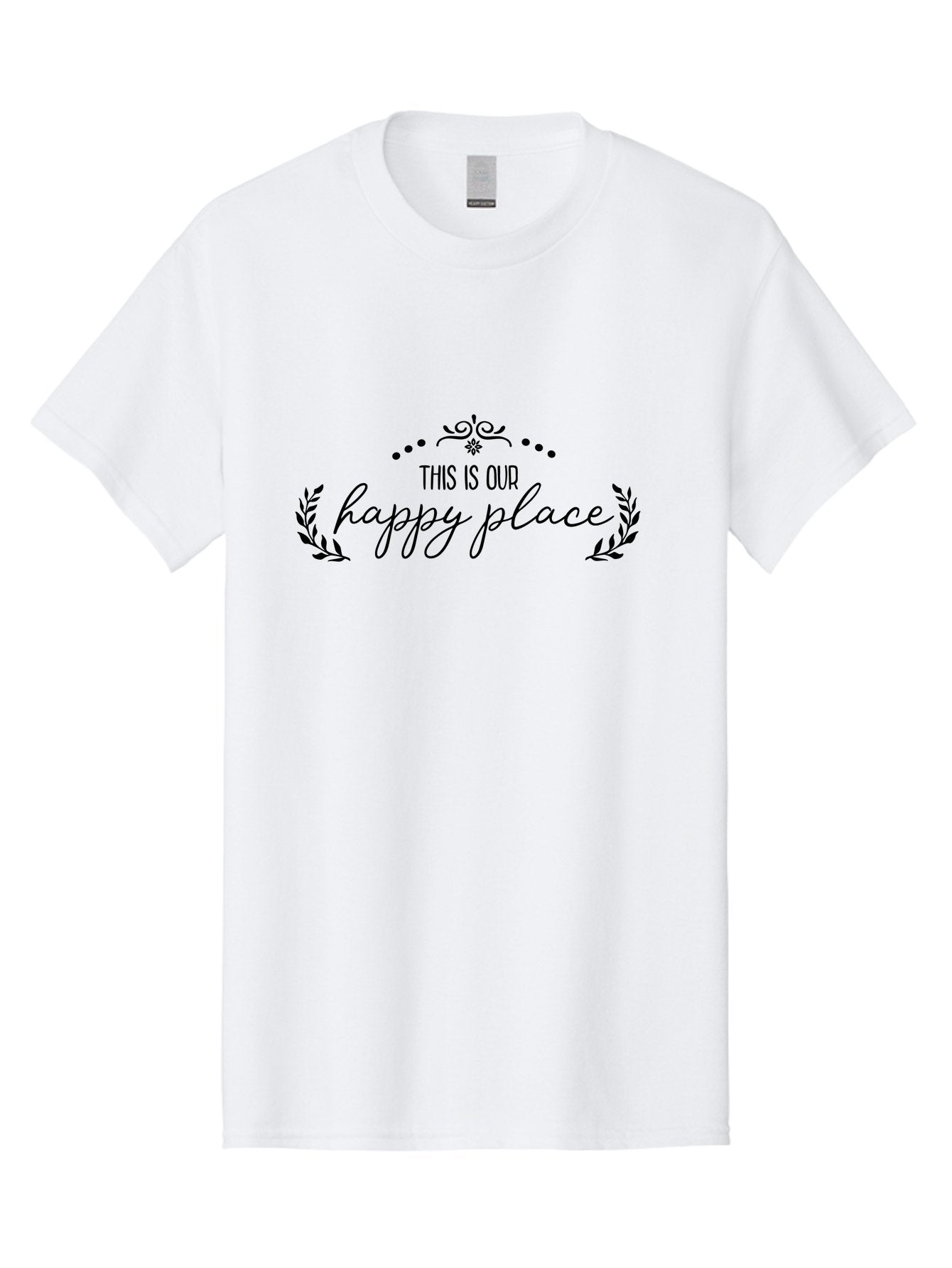 This-Is-Our-Happy-Place Men'S Graphic Tee, 100% Cotton, Comfortable Casual Summer Wear, Machine Washable, Happy Place, Positive Vibes, Inspiring Quote, Motivational Words, Floral Wreath, Decorative Design, Harmony, Happiness, Aad248 10