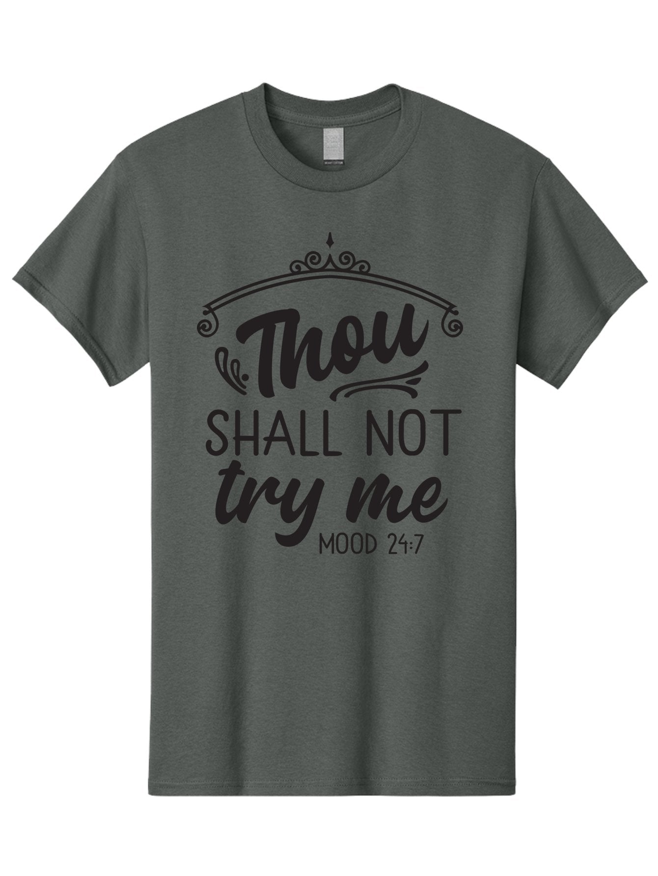Thou-Shall-Not-Try-Me Men'S Graphic Tee, 100% Cotton, Comfortable Casual Summer Wear, Machine Washable, Inspirational Quote, Motivational Phrase, Black Text, Decorative Typography, Funny Saying, Humorous Design, Unique Phrase, Quirky Humor Aad250 5