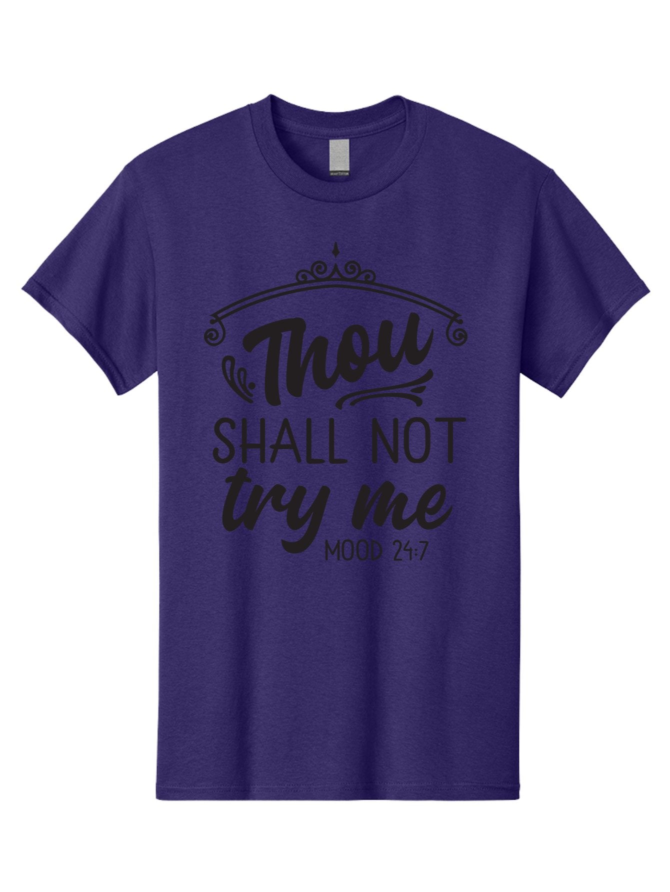 Thou-Shall-Not-Try-Me Men'S Graphic Tee, 100% Cotton, Comfortable Casual Summer Wear, Machine Washable, Inspirational Quote, Motivational Phrase, Black Text, Decorative Typography, Funny Saying, Humorous Design, Unique Phrase, Quirky Humor Aad250 6