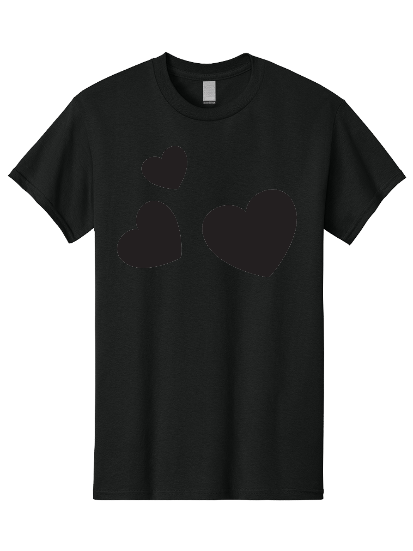 Three-Black-Hearts Men'S Graphic Tee, 100% Cotton, Comfortable Casual Summer Wear, Machine Washable, Love Symbols, Heart Icons, Minimalist Design, Simple Shapes, Black Silhouettes, Romance, Love Hearts, Heart Shapes Aad251 23