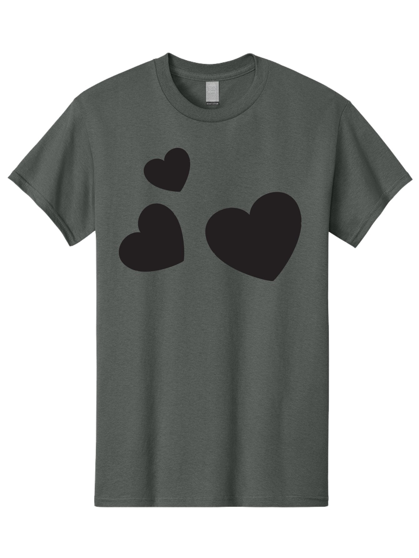 Three-Black-Hearts Men'S Graphic Tee, 100% Cotton, Comfortable Casual Summer Wear, Machine Washable, Love Symbols, Heart Icons, Minimalist Design, Simple Shapes, Black Silhouettes, Romance, Love Hearts, Heart Shapes Aad251 5