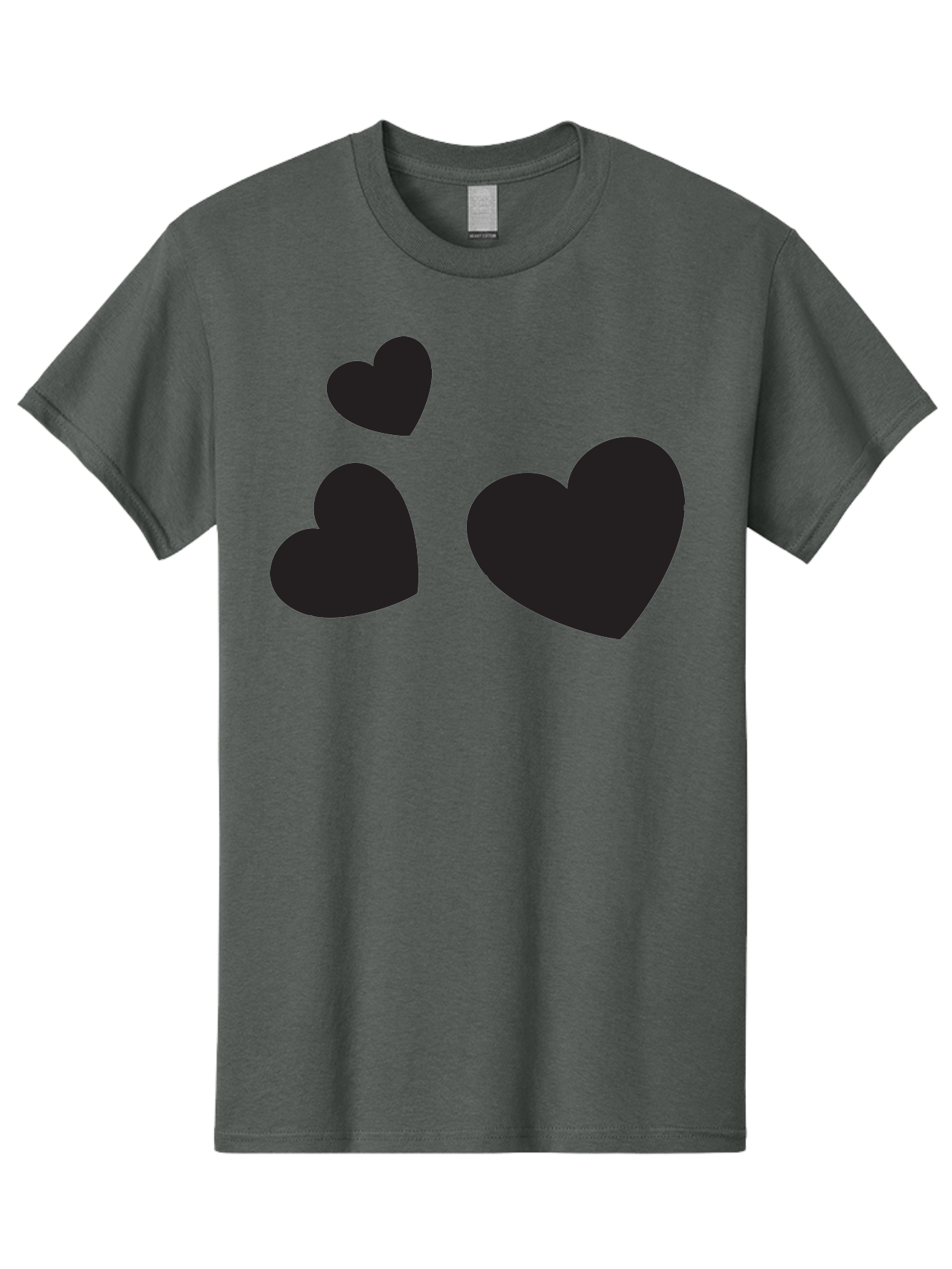 Three-Black-Hearts Men'S Graphic Tee, 100% Cotton, Comfortable Casual Summer Wear, Machine Washable, Love Symbols, Heart Icons, Minimalist Design, Simple Shapes, Black Silhouettes, Romance, Love Hearts, Heart Shapes Aad251 15