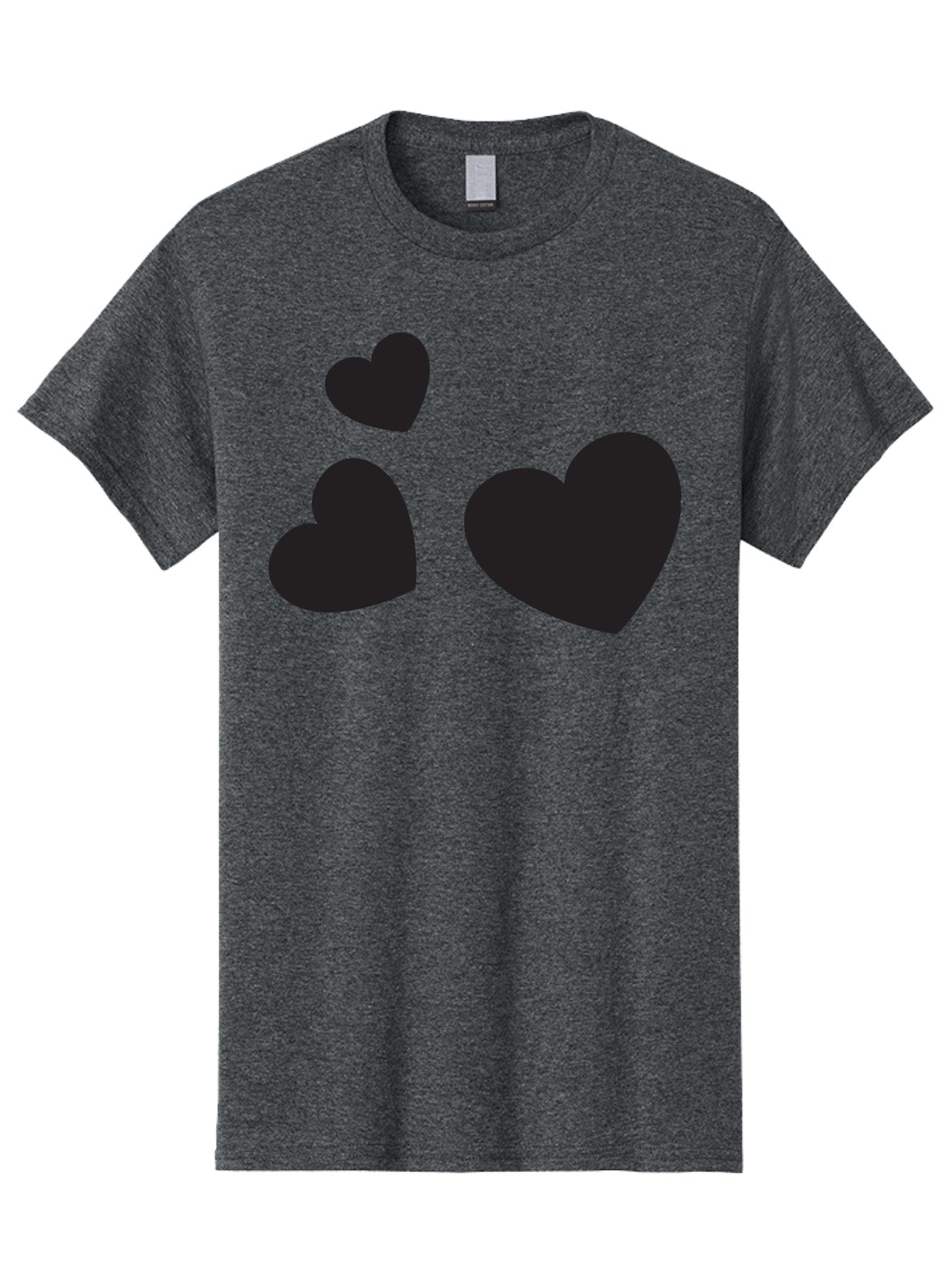Three-Black-Hearts Men'S Graphic Tee, 100% Cotton, Comfortable Casual Summer Wear, Machine Washable, Love Symbols, Heart Icons, Minimalist Design, Simple Shapes, Black Silhouettes, Romance, Love Hearts, Heart Shapes Aad251 7
