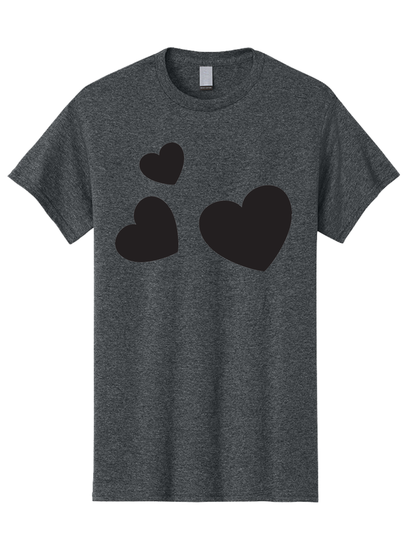 Three-Black-Hearts Men'S Graphic Tee, 100% Cotton, Comfortable Casual Summer Wear, Machine Washable, Love Symbols, Heart Icons, Minimalist Design, Simple Shapes, Black Silhouettes, Romance, Love Hearts, Heart Shapes Aad251 25