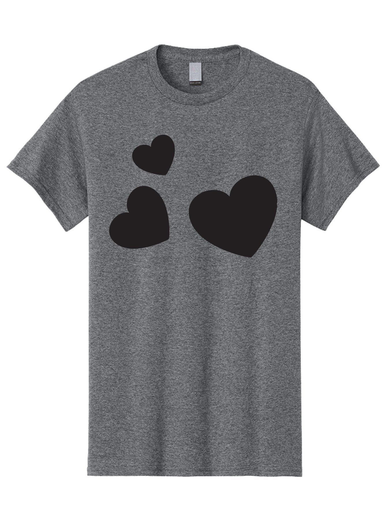 Three-Black-Hearts Men'S Graphic Tee, 100% Cotton, Comfortable Casual Summer Wear, Machine Washable, Love Symbols, Heart Icons, Minimalist Design, Simple Shapes, Black Silhouettes, Romance, Love Hearts, Heart Shapes Aad251 13