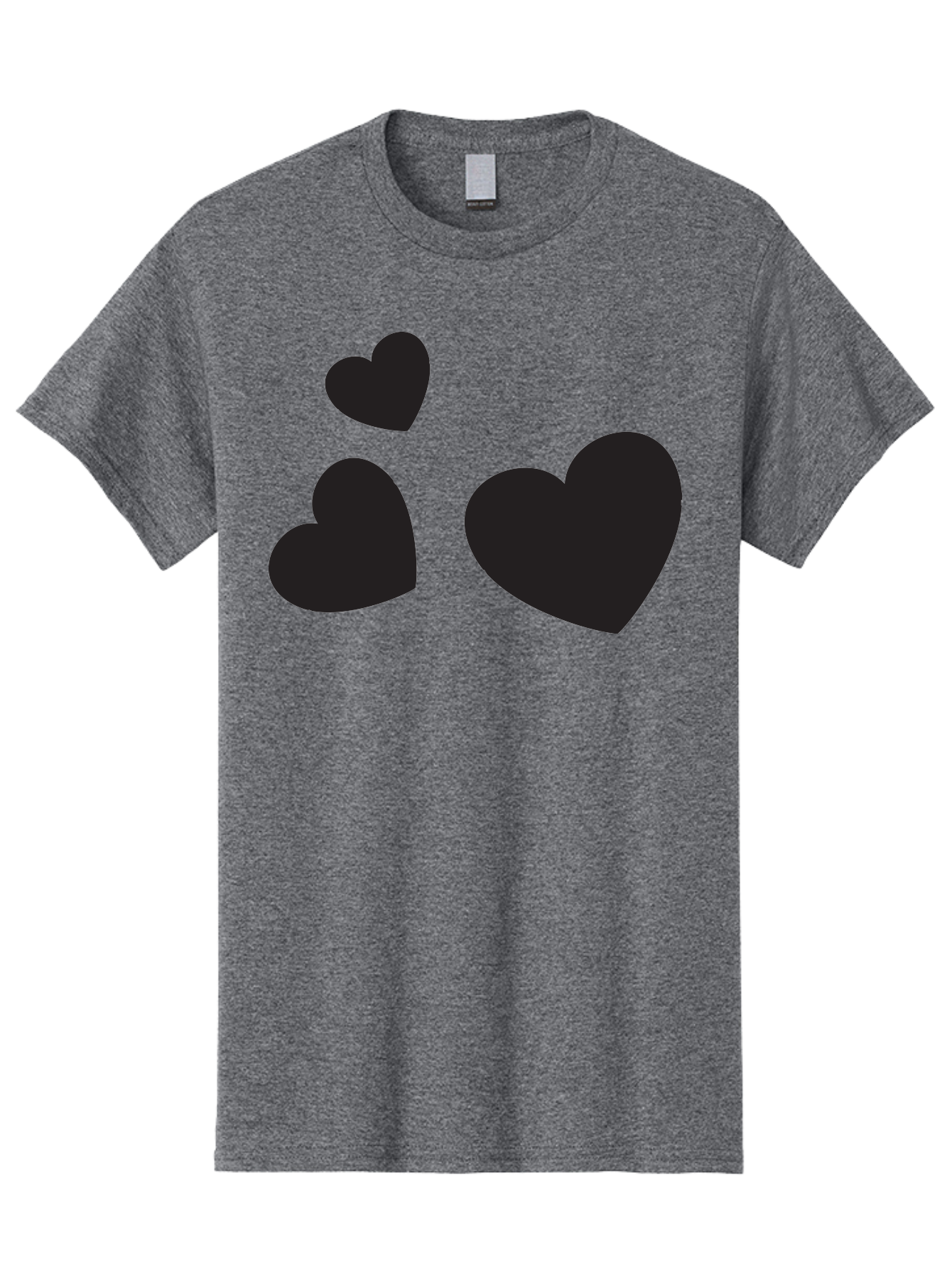 Three-Black-Hearts Men'S Graphic Tee, 100% Cotton, Comfortable Casual Summer Wear, Machine Washable, Love Symbols, Heart Icons, Minimalist Design, Simple Shapes, Black Silhouettes, Romance, Love Hearts, Heart Shapes Aad251 29