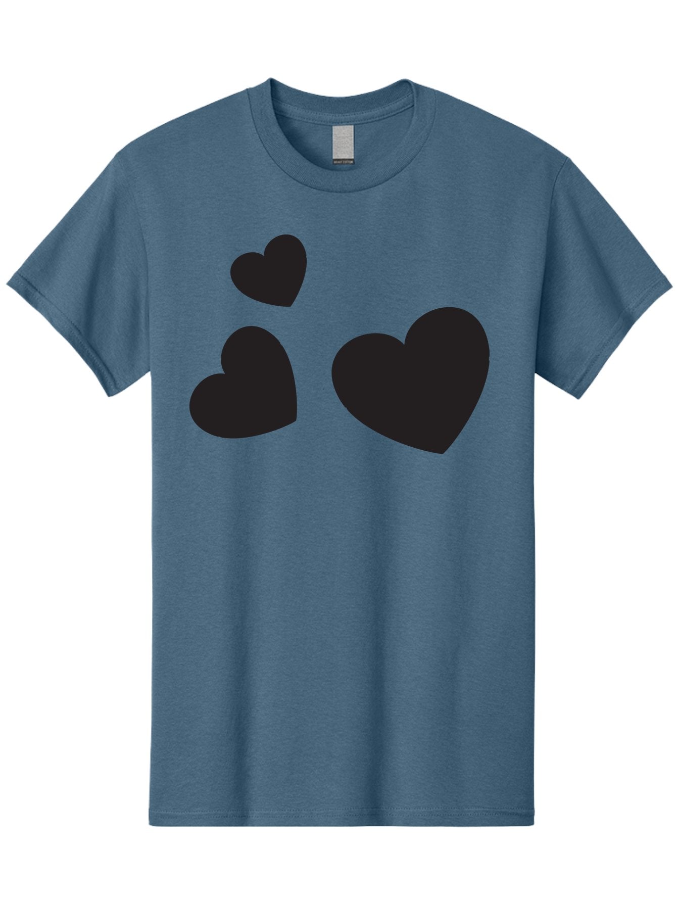 Three-Black-Hearts Men'S Graphic Tee, 100% Cotton, Comfortable Casual Summer Wear, Machine Washable, Love Symbols, Heart Icons, Minimalist Design, Simple Shapes, Black Silhouettes, Romance, Love Hearts, Heart Shapes Aad251 12