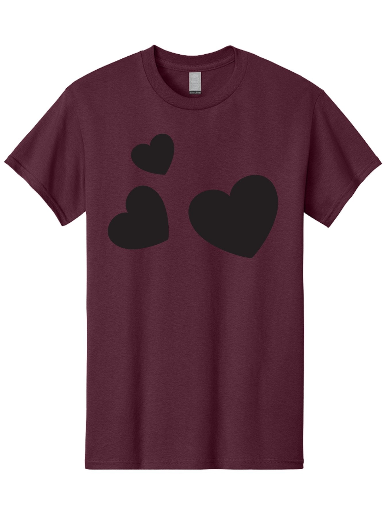 Three-Black-Hearts Men'S Graphic Tee, 100% Cotton, Comfortable Casual Summer Wear, Machine Washable, Love Symbols, Heart Icons, Minimalist Design, Simple Shapes, Black Silhouettes, Romance, Love Hearts, Heart Shapes Aad251 10