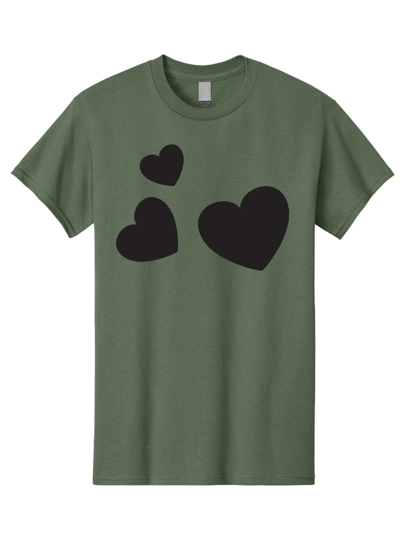 Three-Black-Hearts Men'S Graphic Tee, 100% Cotton, Comfortable Casual Summer Wear, Machine Washable, Love Symbols, Heart Icons, Minimalist Design, Simple Shapes, Black Silhouettes, Romance, Love Hearts, Heart Shapes Aad251 11