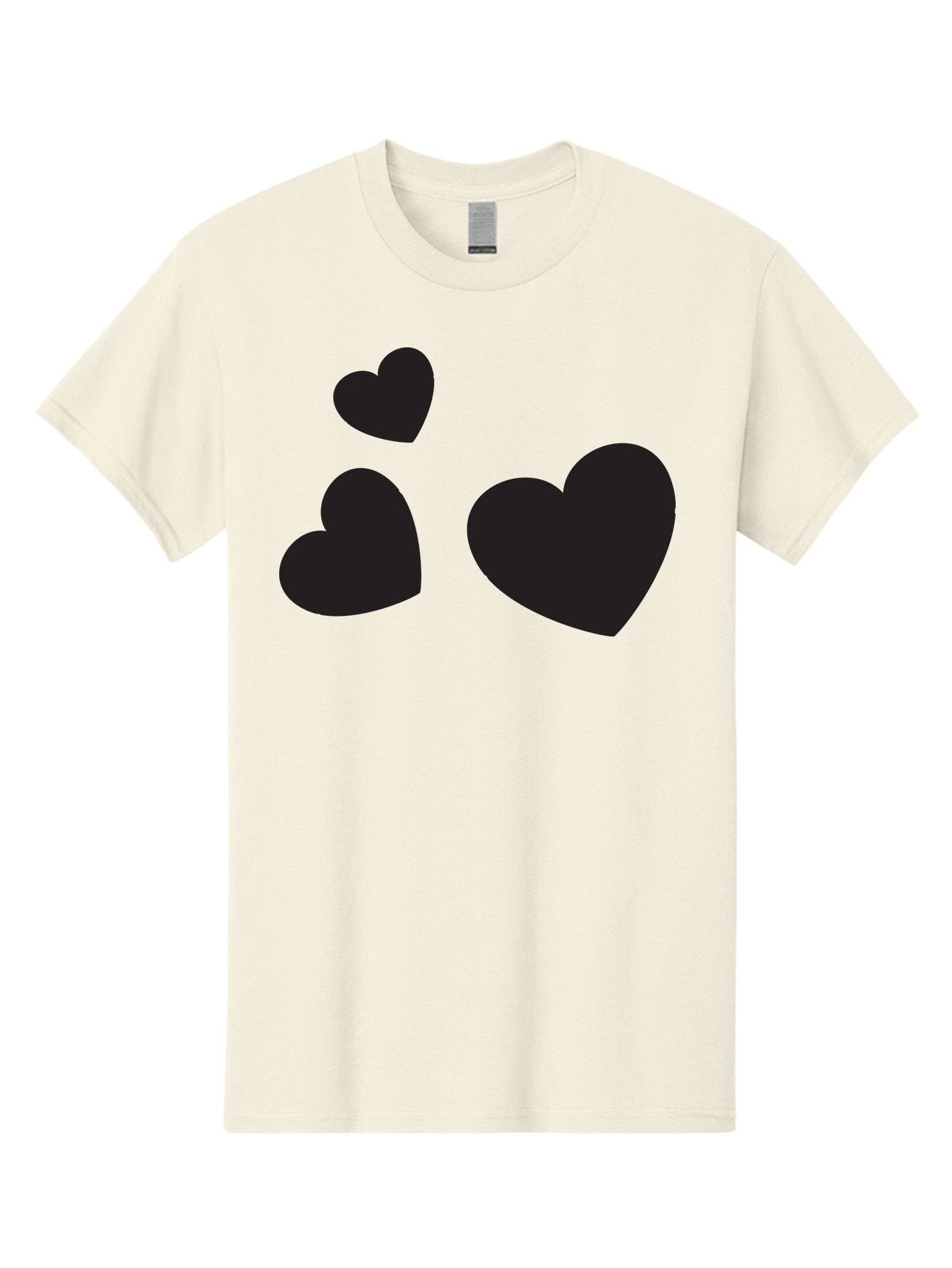 Three-Black-Hearts Men'S Graphic Tee, 100% Cotton, Comfortable Casual Summer Wear, Machine Washable, Love Symbols, Heart Icons, Minimalist Design, Simple Shapes, Black Silhouettes, Romance, Love Hearts, Heart Shapes Aad251 6
