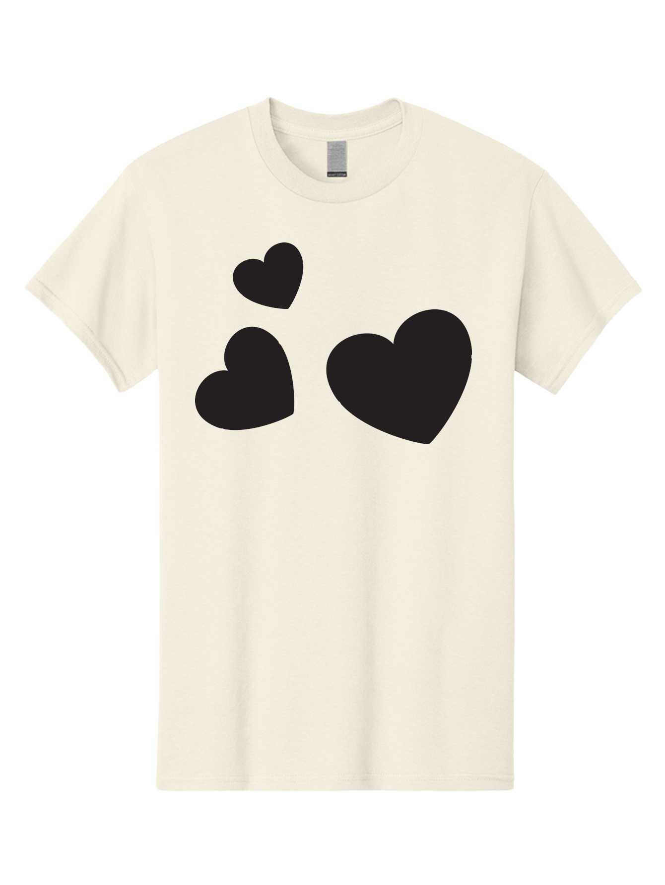 Three-Black-Hearts Men'S Graphic Tee, 100% Cotton, Comfortable Casual Summer Wear, Machine Washable, Love Symbols, Heart Icons, Minimalist Design, Simple Shapes, Black Silhouettes, Romance, Love Hearts, Heart Shapes Aad251 13