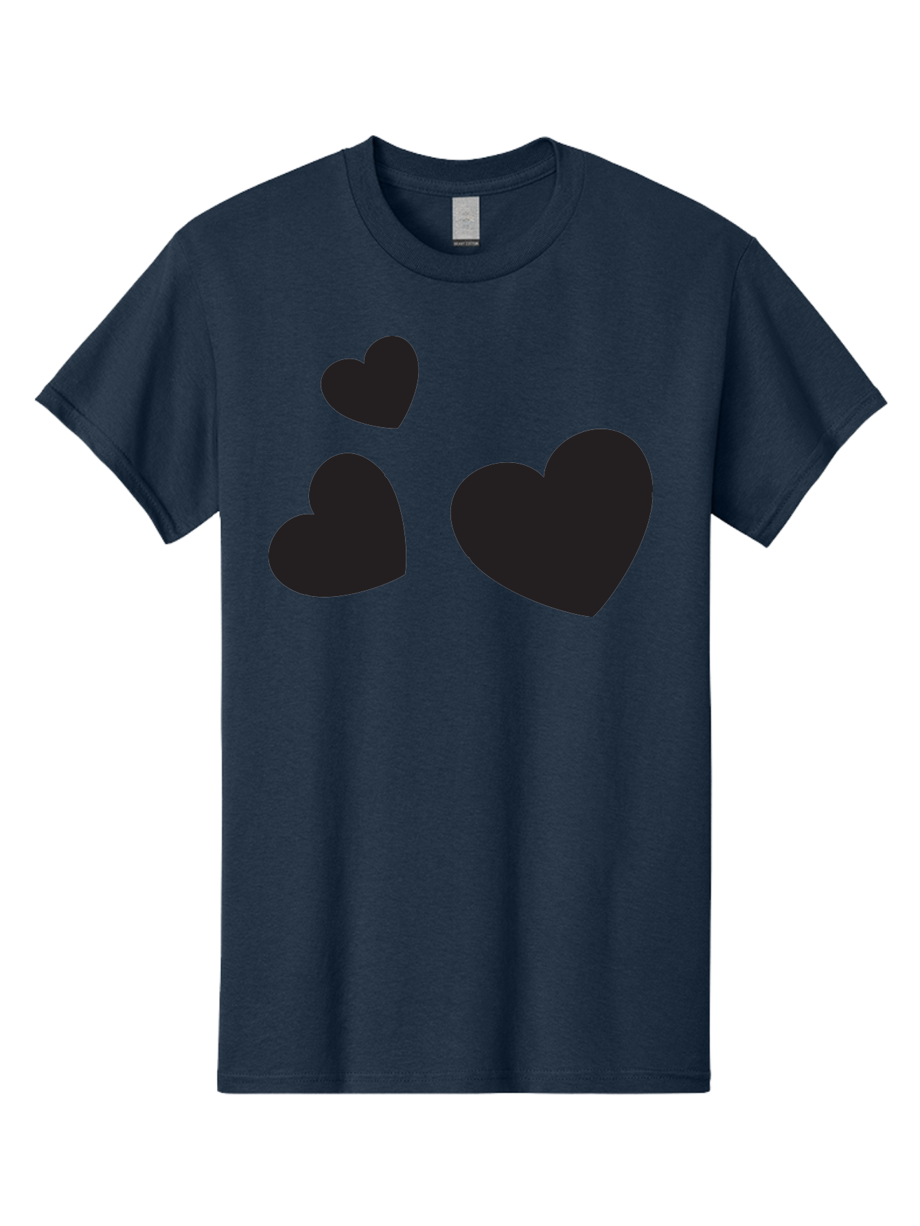 Three-Black-Hearts Men'S Graphic Tee, 100% Cotton, Comfortable Casual Summer Wear, Machine Washable, Love Symbols, Heart Icons, Minimalist Design, Simple Shapes, Black Silhouettes, Romance, Love Hearts, Heart Shapes Aad251 11