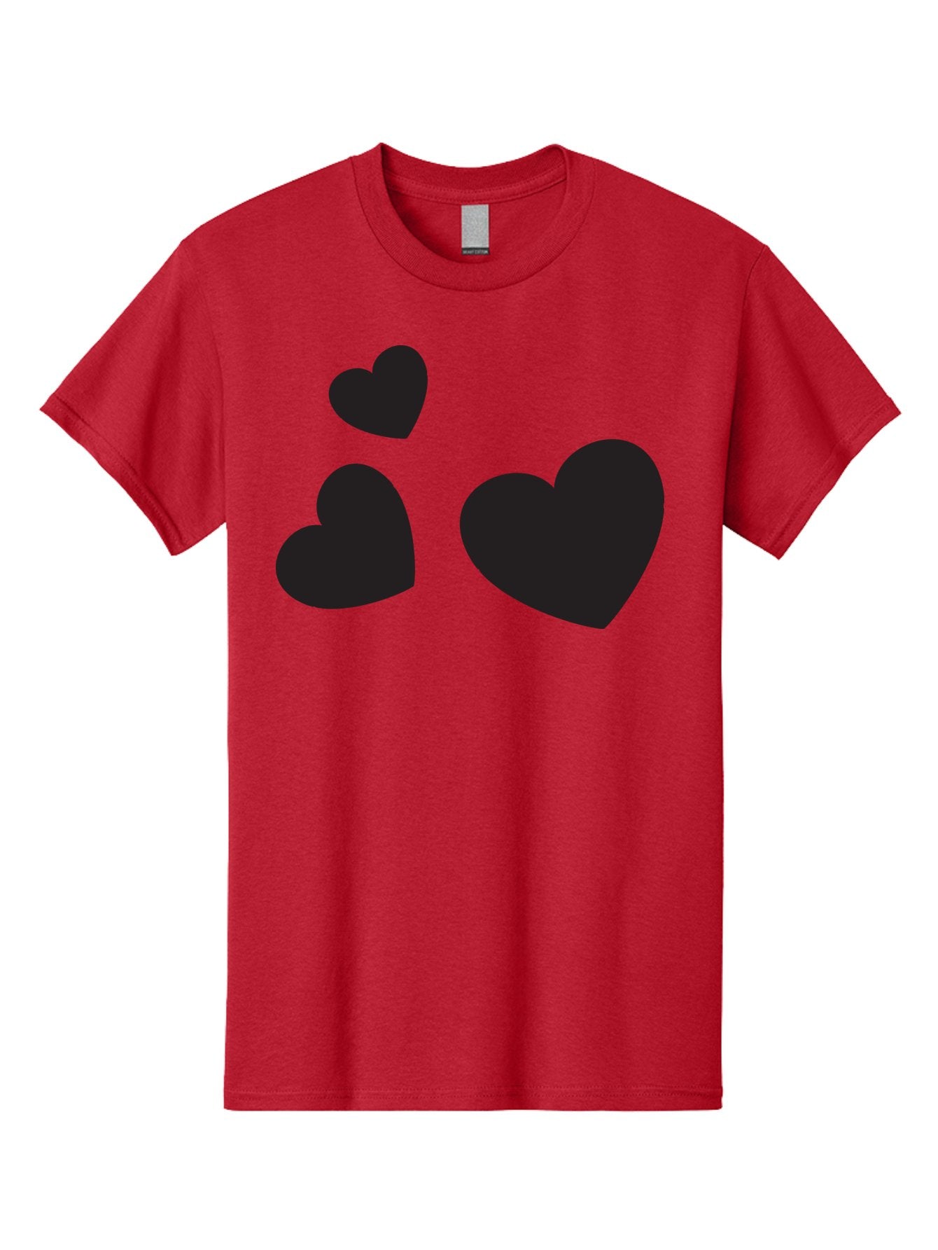 Three-Black-Hearts Men'S Graphic Tee, 100% Cotton, Comfortable Casual Summer Wear, Machine Washable, Love Symbols, Heart Icons, Minimalist Design, Simple Shapes, Black Silhouettes, Romance, Love Hearts, Heart Shapes Aad251