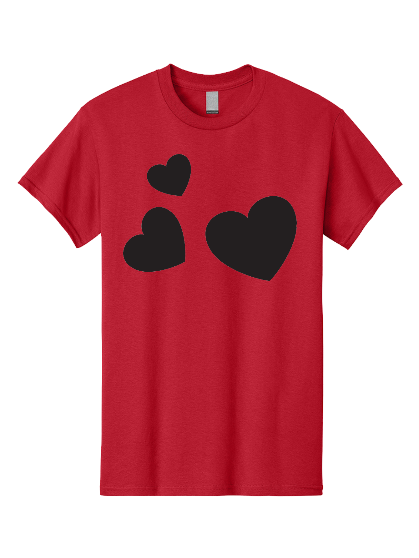 Three-Black-Hearts Men'S Graphic Tee, 100% Cotton, Comfortable Casual Summer Wear, Machine Washable, Love Symbols, Heart Icons, Minimalist Design, Simple Shapes, Black Silhouettes, Romance, Love Hearts, Heart Shapes Aad251 19