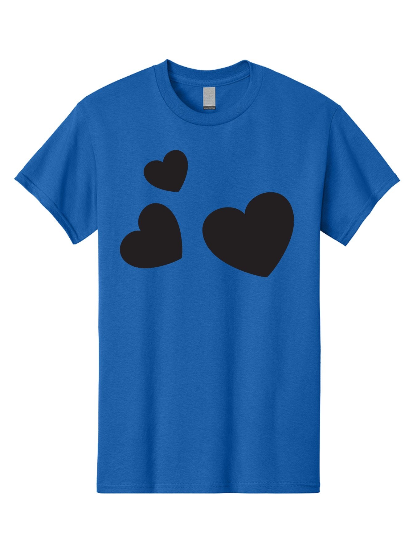 Three-Black-Hearts Men'S Graphic Tee, 100% Cotton, Comfortable Casual Summer Wear, Machine Washable, Love Symbols, Heart Icons, Minimalist Design, Simple Shapes, Black Silhouettes, Romance, Love Hearts, Heart Shapes Aad251