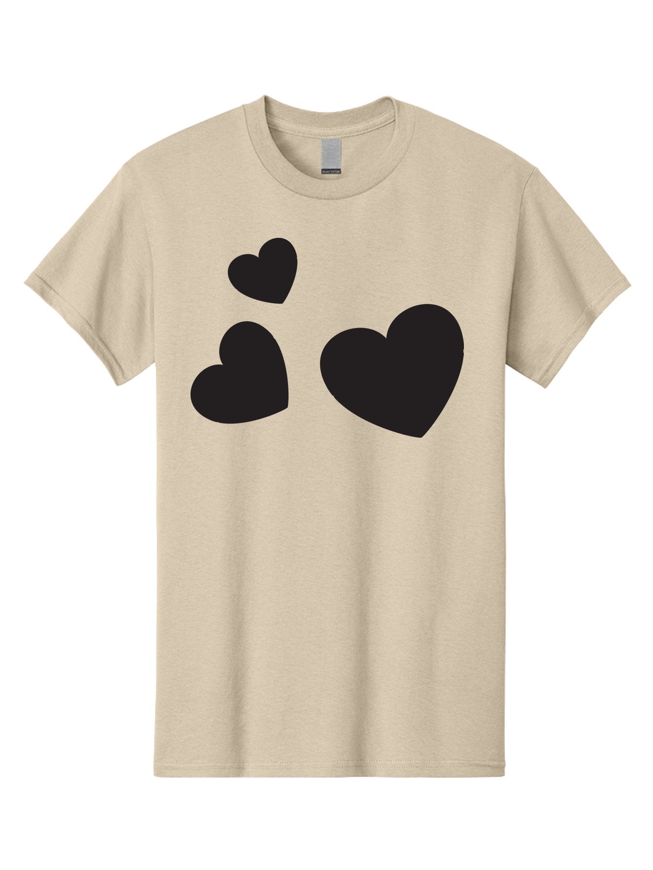 Three-Black-Hearts Men'S Graphic Tee, 100% Cotton, Comfortable Casual Summer Wear, Machine Washable, Love Symbols, Heart Icons, Minimalist Design, Simple Shapes, Black Silhouettes, Romance, Love Hearts, Heart Shapes Aad251 15