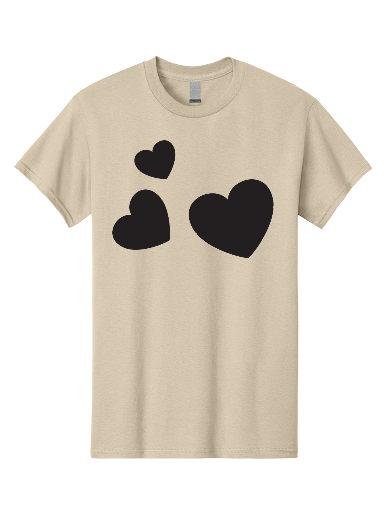 Three-Black-Hearts Men'S Graphic Tee, 100% Cotton, Comfortable Casual Summer Wear, Machine Washable, Love Symbols, Heart Icons, Minimalist Design, Simple Shapes, Black Silhouettes, Romance, Love Hearts, Heart Shapes Aad251