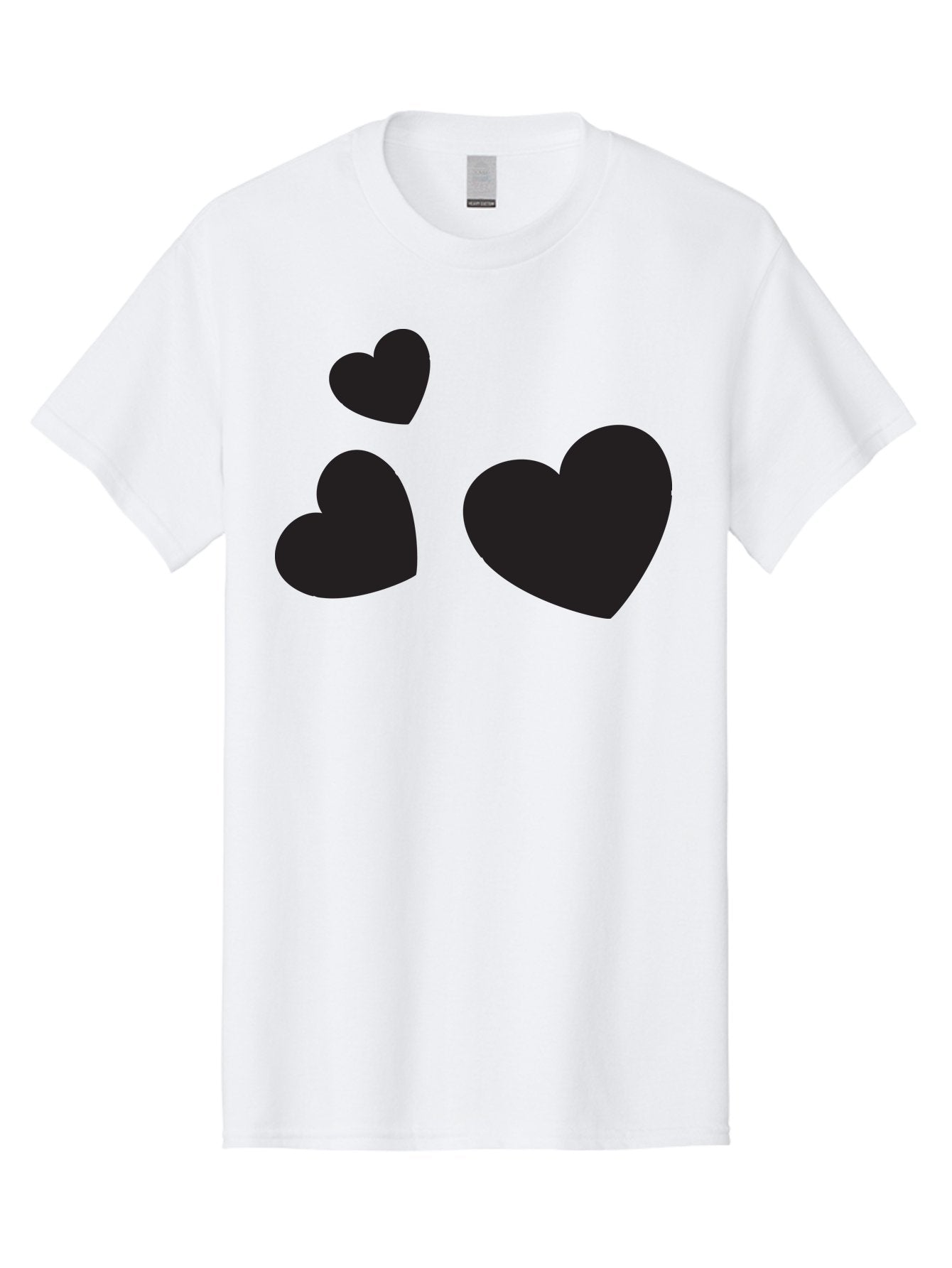 Three-Black-Hearts Men'S Graphic Tee, 100% Cotton, Comfortable Casual Summer Wear, Machine Washable, Love Symbols, Heart Icons, Minimalist Design, Simple Shapes, Black Silhouettes, Romance, Love Hearts, Heart Shapes Aad251 3