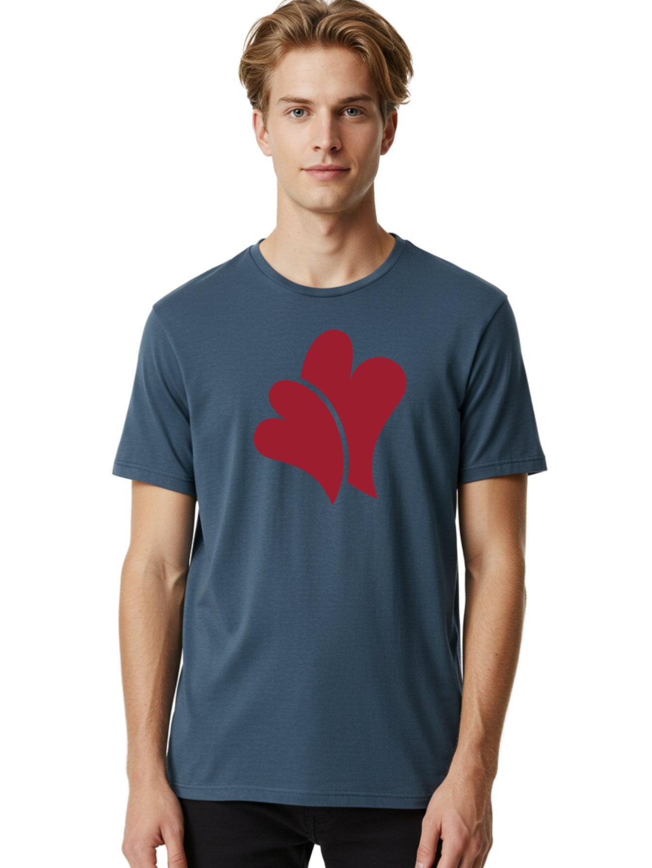 Three-Hearts-1 Men'S Graphic Tee, 100% Cotton, Comfortable Casual Summer Wear, Machine Washable, Three Red Hearts, Love Symbol, Heart Design, Red Color Scheme, Minimalist Art, Simple Shapes, Heart Illustration, Abstract Hearts, Symbol Of Love, Aad252 20