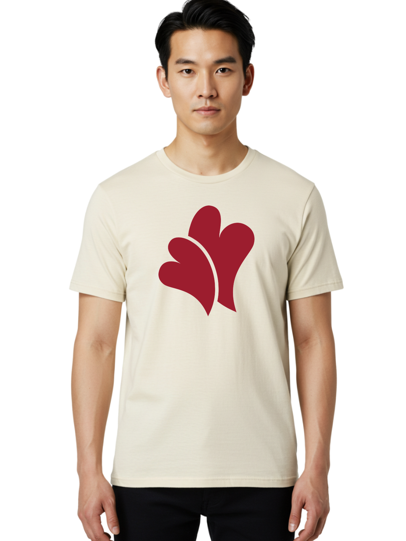 Three-Hearts-1 Men'S Graphic Tee, 100% Cotton, Comfortable Casual Summer Wear, Machine Washable, Three Red Hearts, Love Symbol, Heart Design, Red Color Scheme, Minimalist Art, Simple Shapes, Heart Illustration, Abstract Hearts, Symbol Of Love, Aad252 20