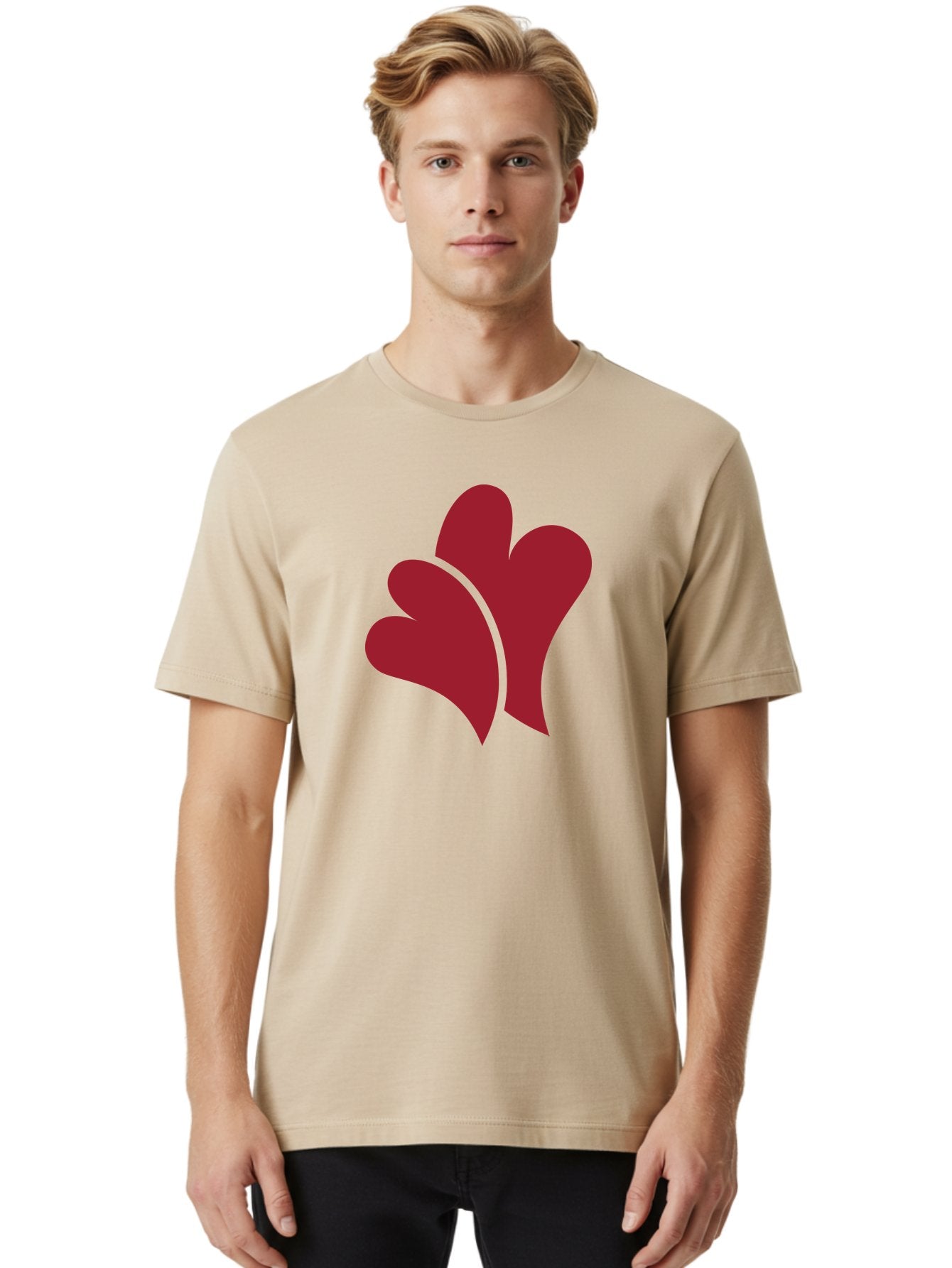 Three-Hearts-1 Men'S Graphic Tee, 100% Cotton, Comfortable Casual Summer Wear, Machine Washable, Three Red Hearts, Love Symbol, Heart Design, Red Color Scheme, Minimalist Art, Simple Shapes, Heart Illustration, Abstract Hearts, Symbol Of Love, Aad252 17