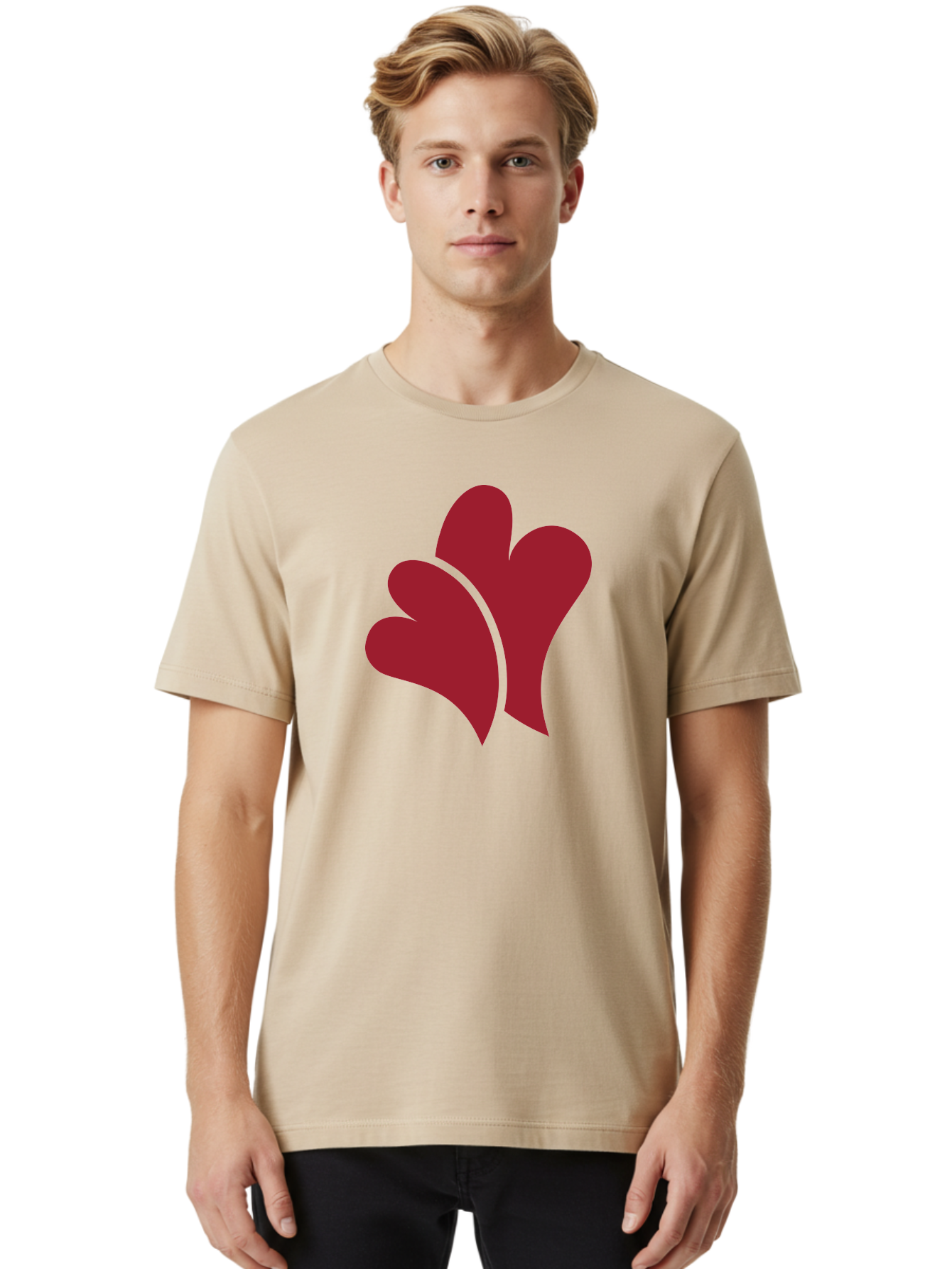 Three-Hearts-1 Men'S Graphic Tee, 100% Cotton, Comfortable Casual Summer Wear, Machine Washable, Three Red Hearts, Love Symbol, Heart Design, Red Color Scheme, Minimalist Art, Simple Shapes, Heart Illustration, Abstract Hearts, Symbol Of Love, Aad252 28
