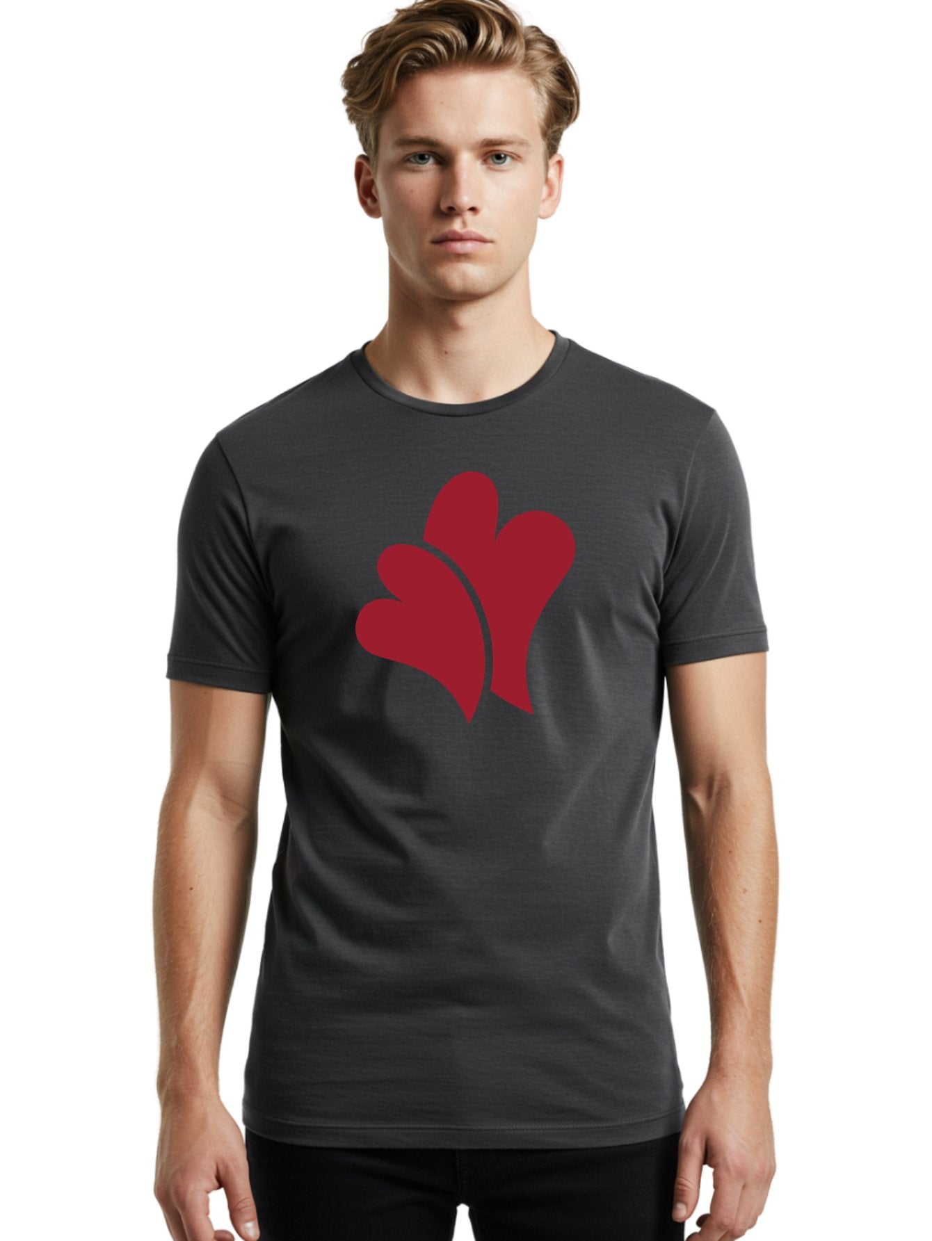 Three-Hearts Men'S Graphic Tee, 100% Cotton, Comfortable Casual Summer Wear, Machine Washable, Three Red Hearts, Crimson Love Symbols, Symbolic Love, Heart-Shaped Graphics, Romantic Icons, Red Heart Illustrations Aad253 22
