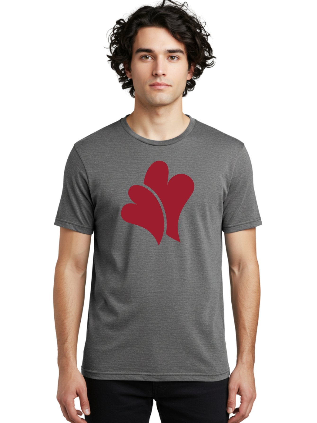 Three-Hearts Men'S Graphic Tee, 100% Cotton, Comfortable Casual Summer Wear, Machine Washable, Three Red Hearts, Crimson Love Symbols, Symbolic Love, Heart-Shaped Graphics, Romantic Icons, Red Heart Illustrations Aad253 24