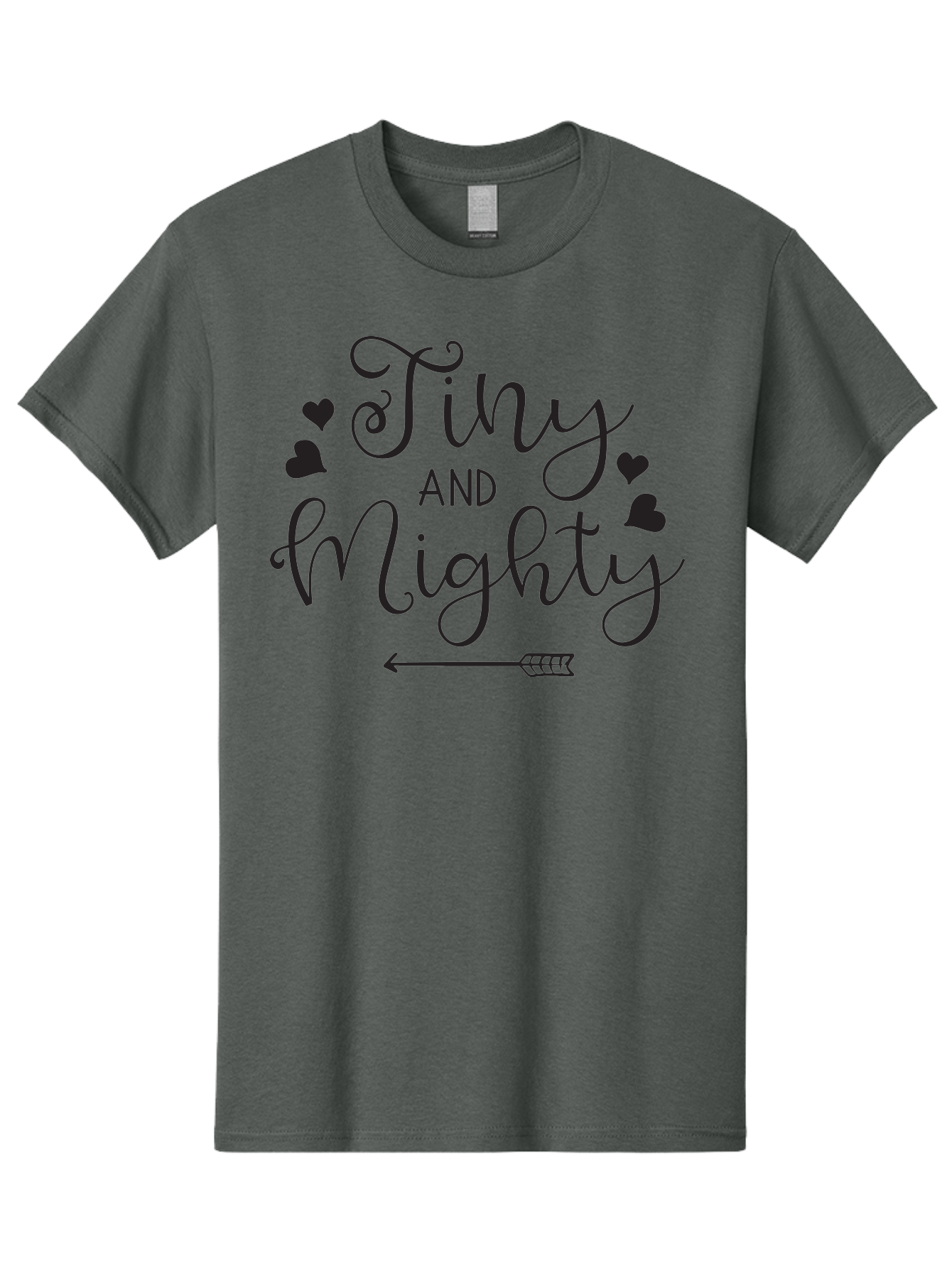 Tiny-And-Mighty Men'S Graphic Tee, 100% Cotton, Comfortable Casual Summer Wear, Machine Washable, Inspirational Quote, Motivational Phrase, Tiny And Mighty, Empowerment, Strong And Confident, Hearts And Arrow, Feminine Typography, Aad256 15