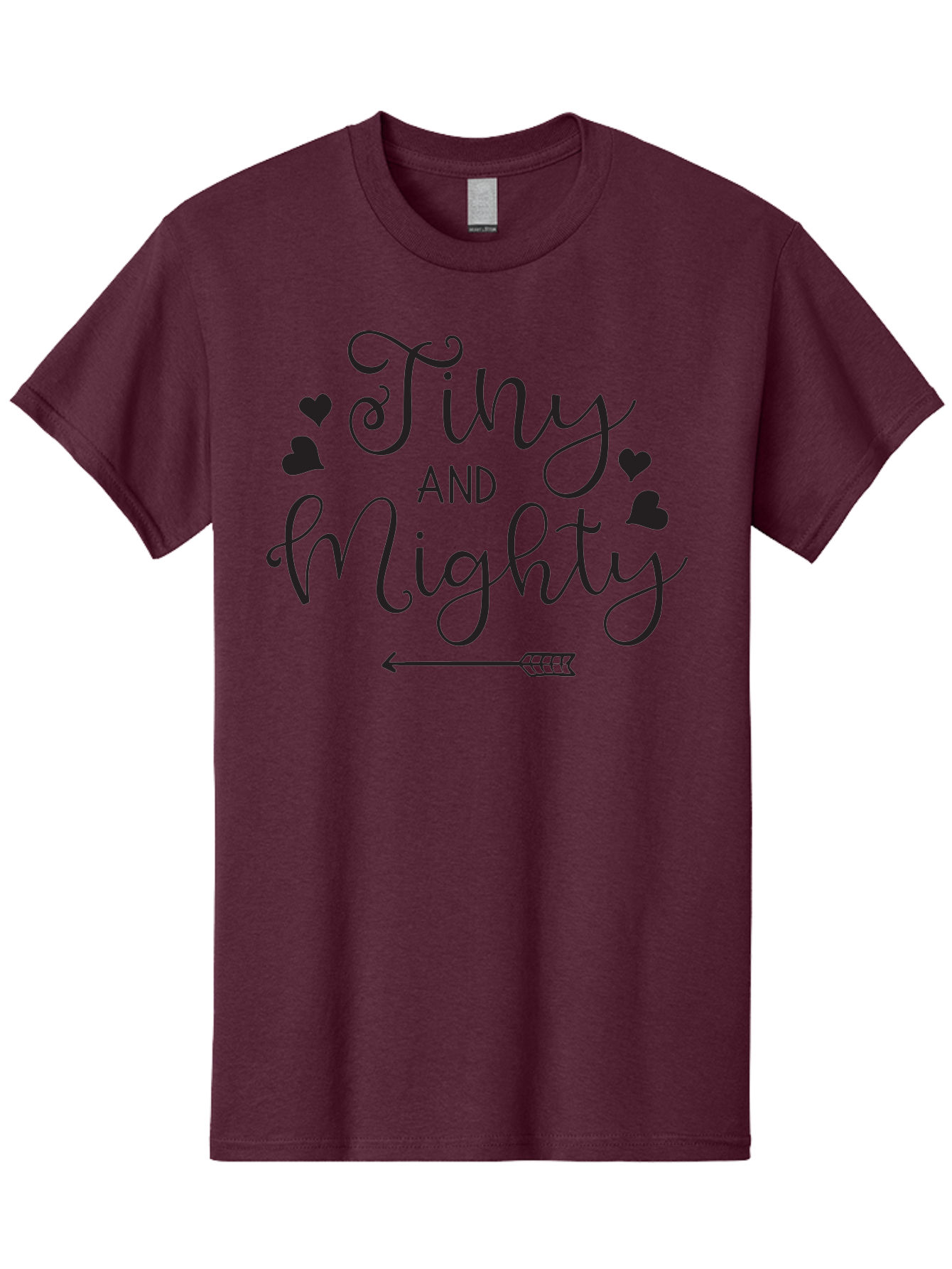 Tiny-And-Mighty Men'S Graphic Tee, 100% Cotton, Comfortable Casual Summer Wear, Machine Washable, Inspirational Quote, Motivational Phrase, Tiny And Mighty, Empowerment, Strong And Confident, Hearts And Arrow, Feminine Typography, Aad256 19