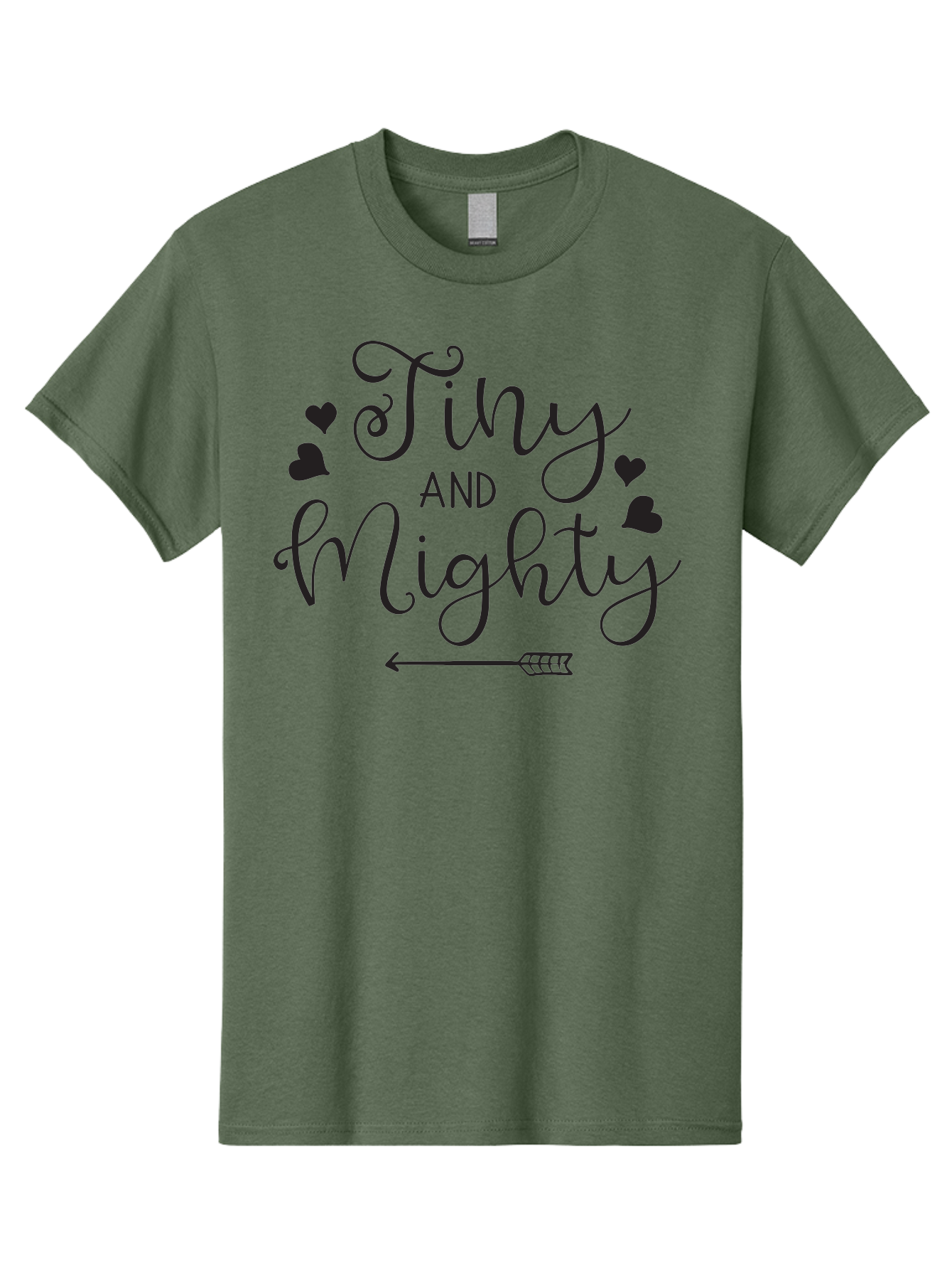 Tiny-And-Mighty Men'S Graphic Tee, 100% Cotton, Comfortable Casual Summer Wear, Machine Washable, Inspirational Quote, Motivational Phrase, Tiny And Mighty, Empowerment, Strong And Confident, Hearts And Arrow, Feminine Typography, Aad256 11