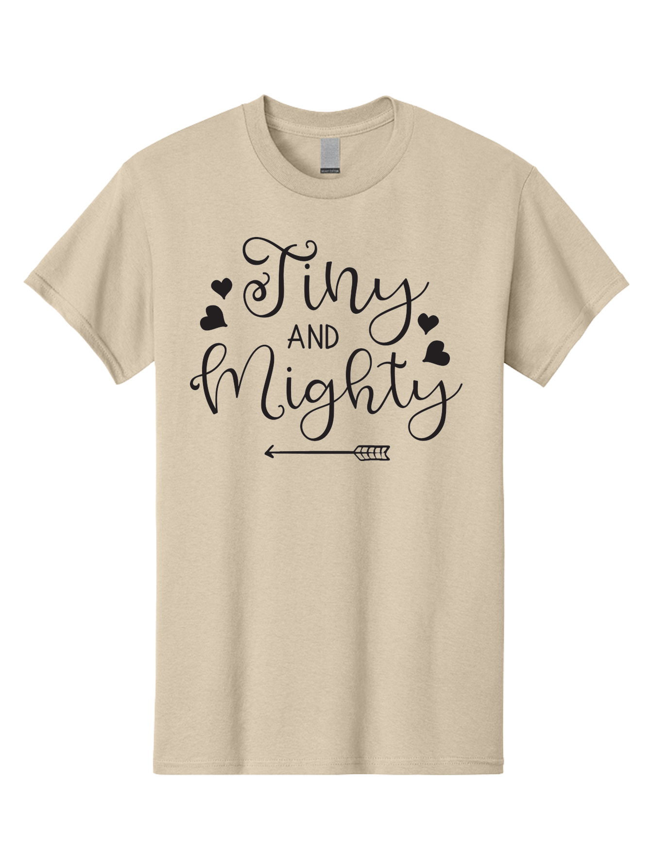 Tiny-And-Mighty Men'S Graphic Tee, 100% Cotton, Comfortable Casual Summer Wear, Machine Washable, Inspirational Quote, Motivational Phrase, Tiny And Mighty, Empowerment, Strong And Confident, Hearts And Arrow, Feminine Typography, Aad256 7