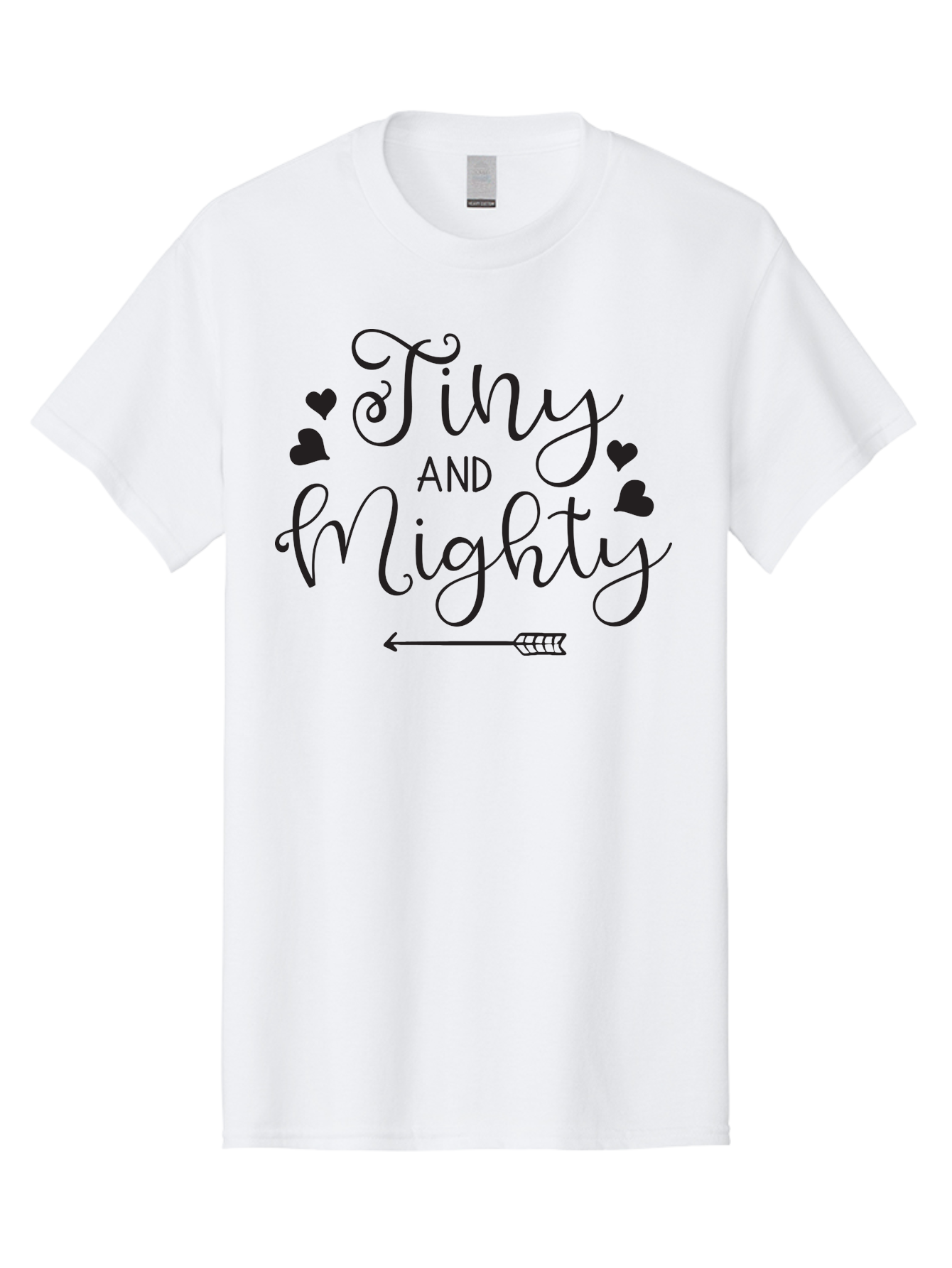 Tiny-And-Mighty Men'S Graphic Tee, 100% Cotton, Comfortable Casual Summer Wear, Machine Washable, Inspirational Quote, Motivational Phrase, Tiny And Mighty, Empowerment, Strong And Confident, Hearts And Arrow, Feminine Typography, Aad256 13