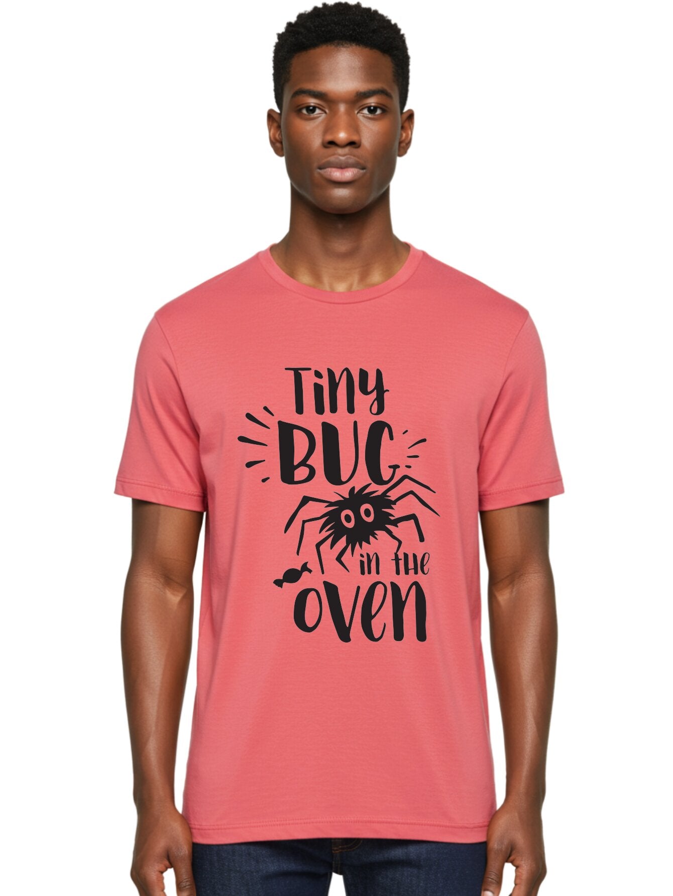 Tiny-Bug-In-The-Oven Men'S Graphic Tee, 100% Cotton, Comfortable Casual Summer Wear, Machine Washable, Funny Black Spider, Tiny Bug In The Oven Phrase, Quirky Kitchen Humor, Baked Goods, Playful, Cute, Cartoon-Style, Baking, Oven, Cooking Aad257 26