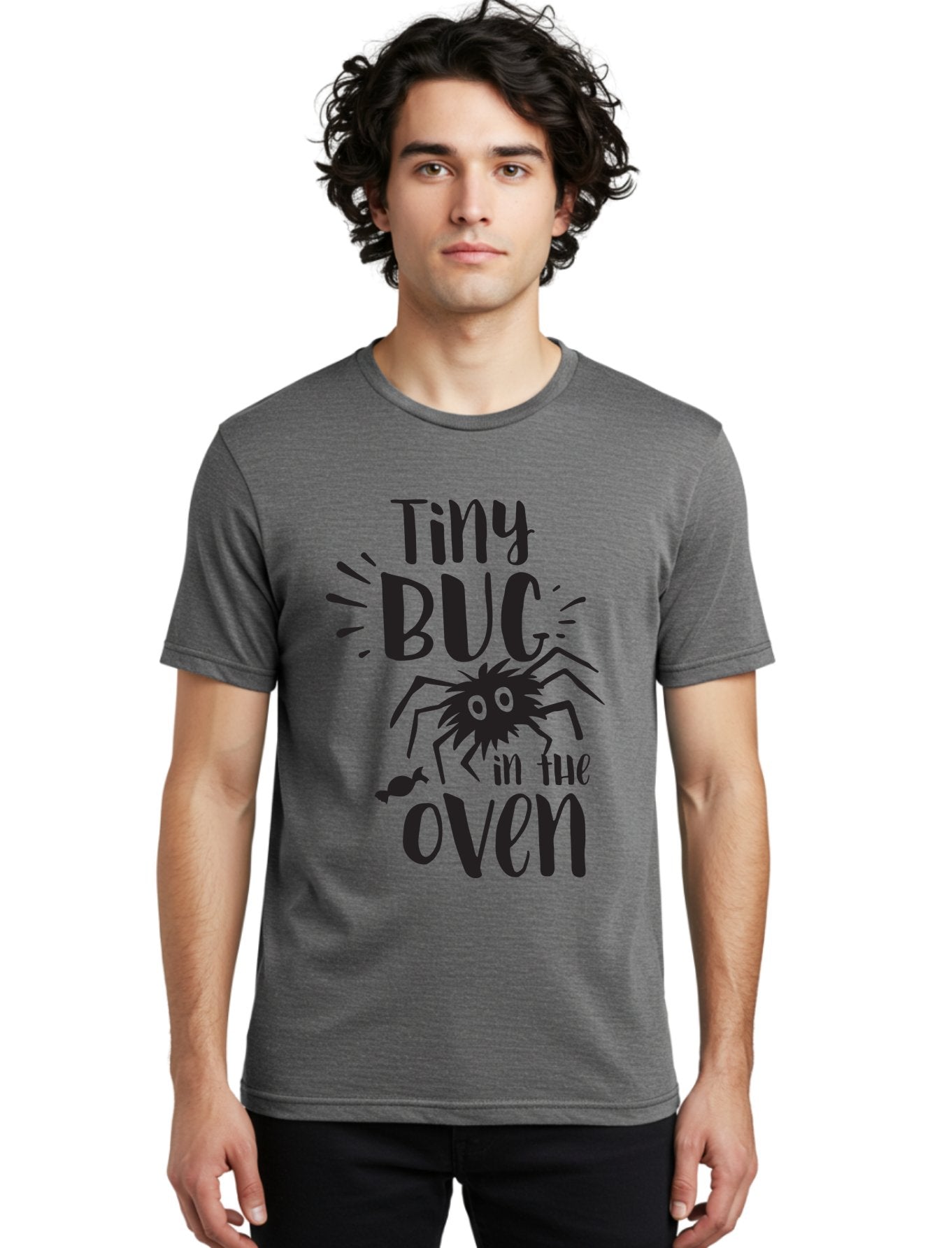 Tiny-Bug-In-The-Oven Men'S Graphic Tee, 100% Cotton, Comfortable Casual Summer Wear, Machine Washable, Funny Black Spider, Tiny Bug In The Oven Phrase, Quirky Kitchen Humor, Baked Goods, Playful, Cute, Cartoon-Style, Baking, Oven, Cooking Aad257 27