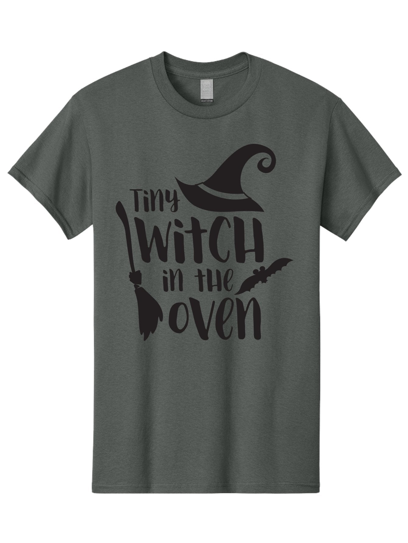 Tiny-Witch-In-The-Oven Men'S Graphic Tee, 100% Cotton, Comfortable Casual Summer Wear, Machine Washable, Halloween Quote, Funny Pregnancy Announcement, Tiny Witch, Broomstick, Witch Hat, Bats, Pregnancy Reveal, Halloween Pregnancy, Aad258 4