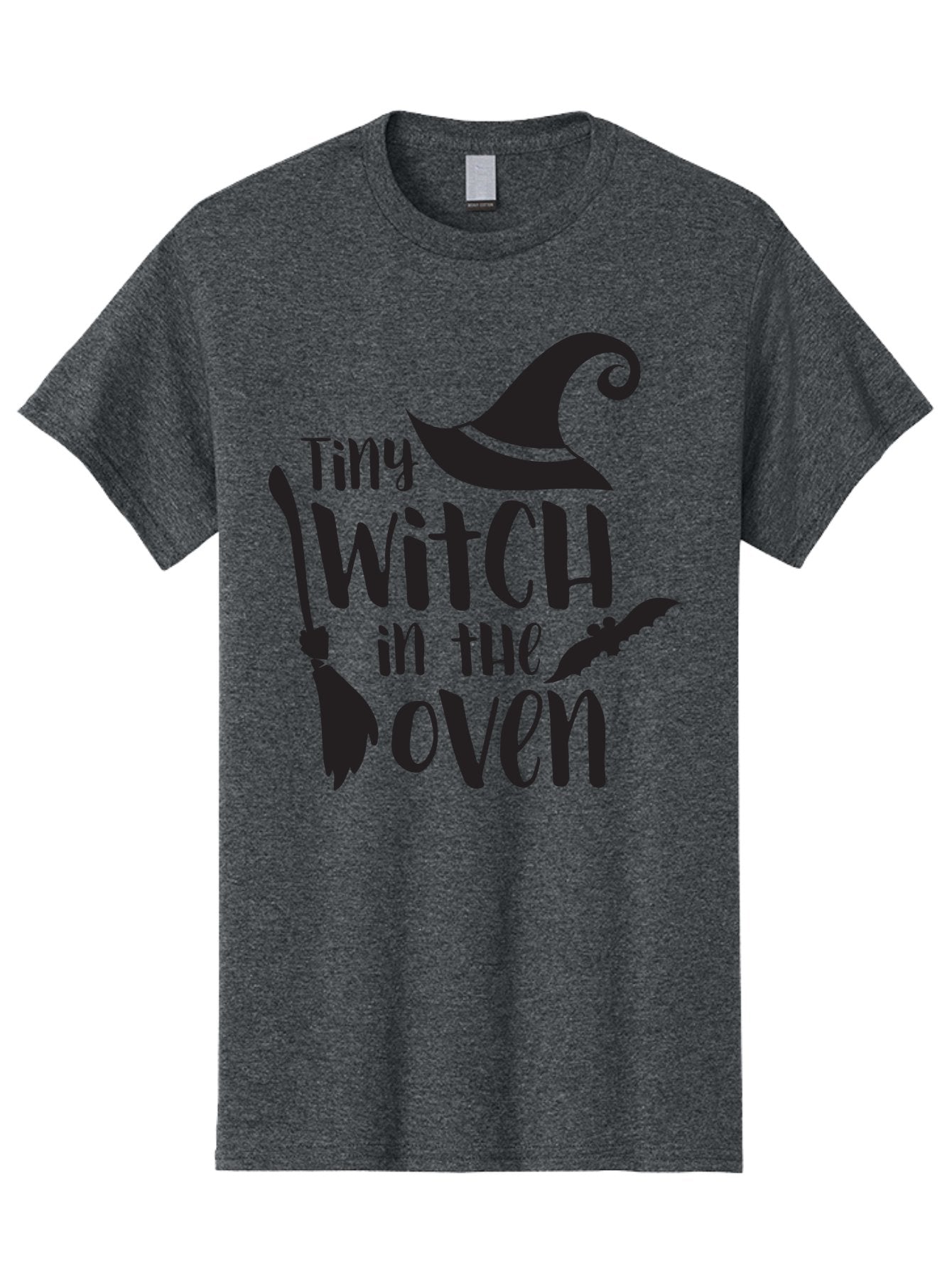 Tiny-Witch-In-The-Oven Men'S Graphic Tee, 100% Cotton, Comfortable Casual Summer Wear, Machine Washable, Halloween Quote, Funny Pregnancy Announcement, Tiny Witch, Broomstick, Witch Hat, Bats, Pregnancy Reveal, Halloween Pregnancy, Aad258 5